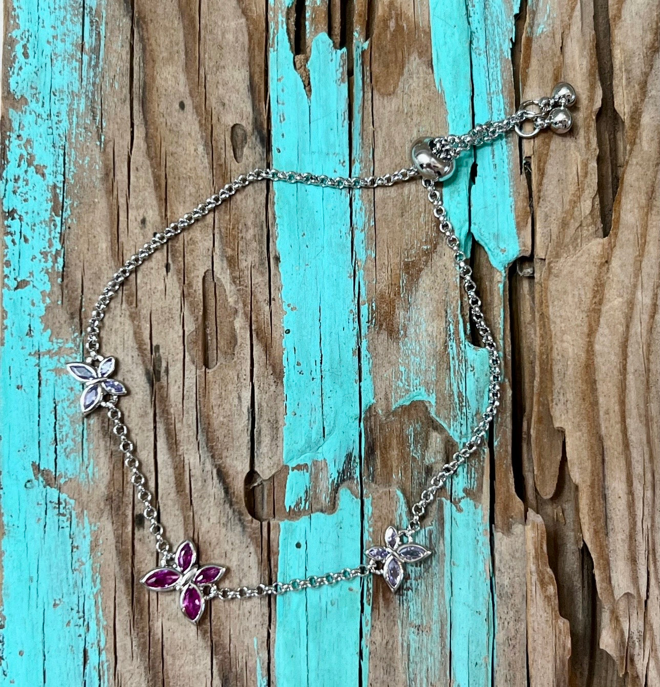 Caria CZ Butterfly Brass Bolo Bracelet