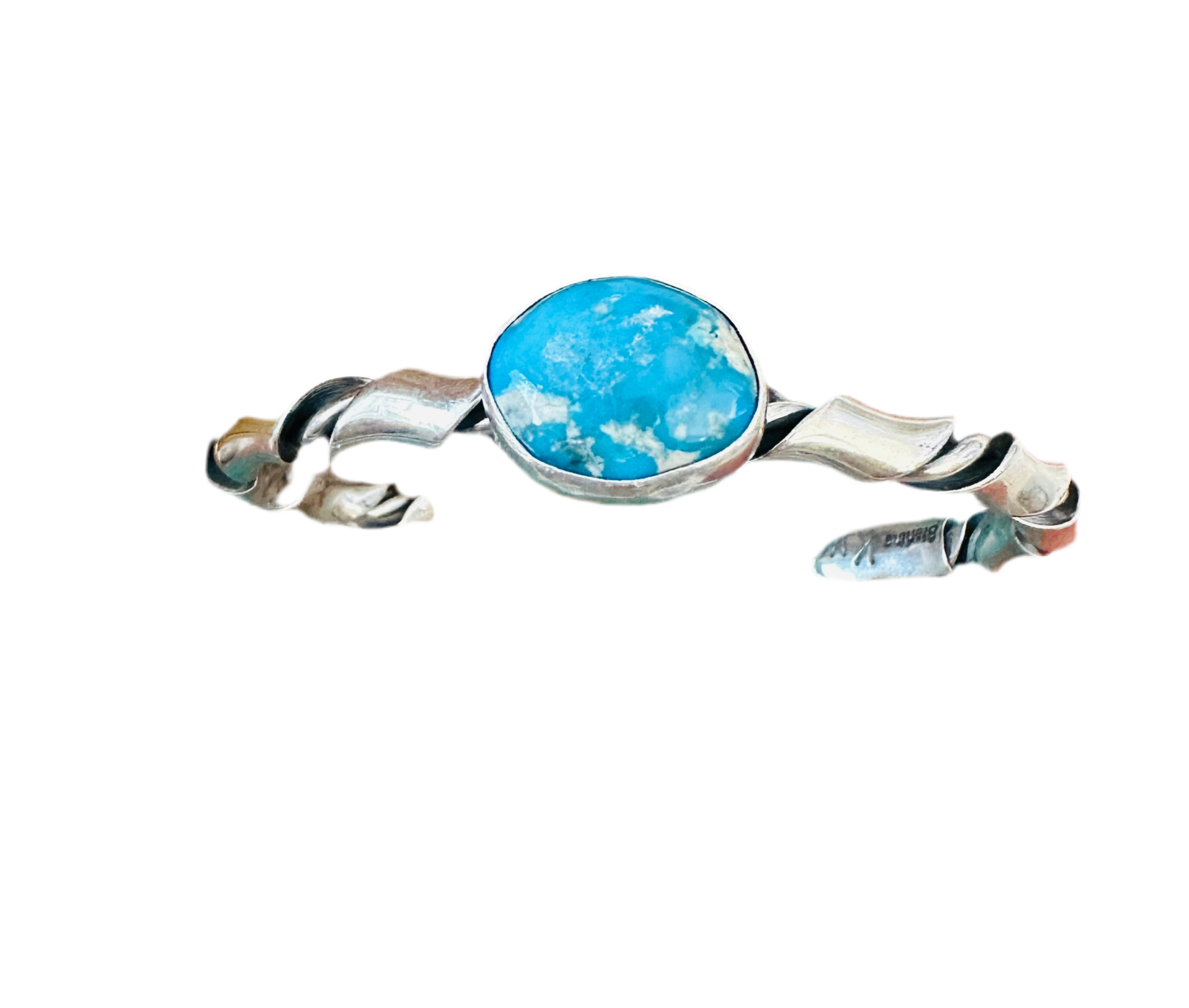 Handcrafted Twisted Sterling Silver & Turquoise Cuff Bracelet