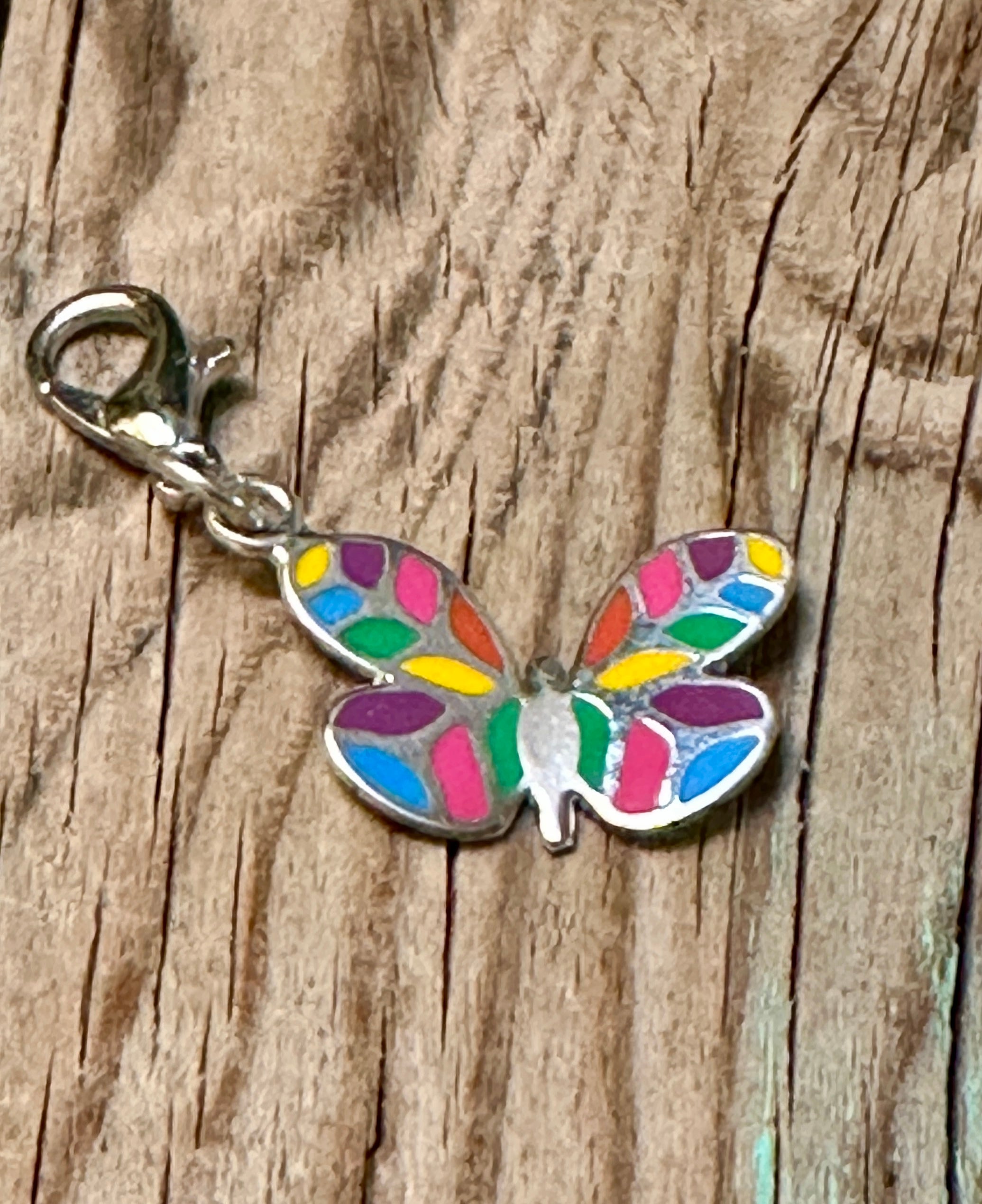Sterling Silver Multicolored Butterfly Charm