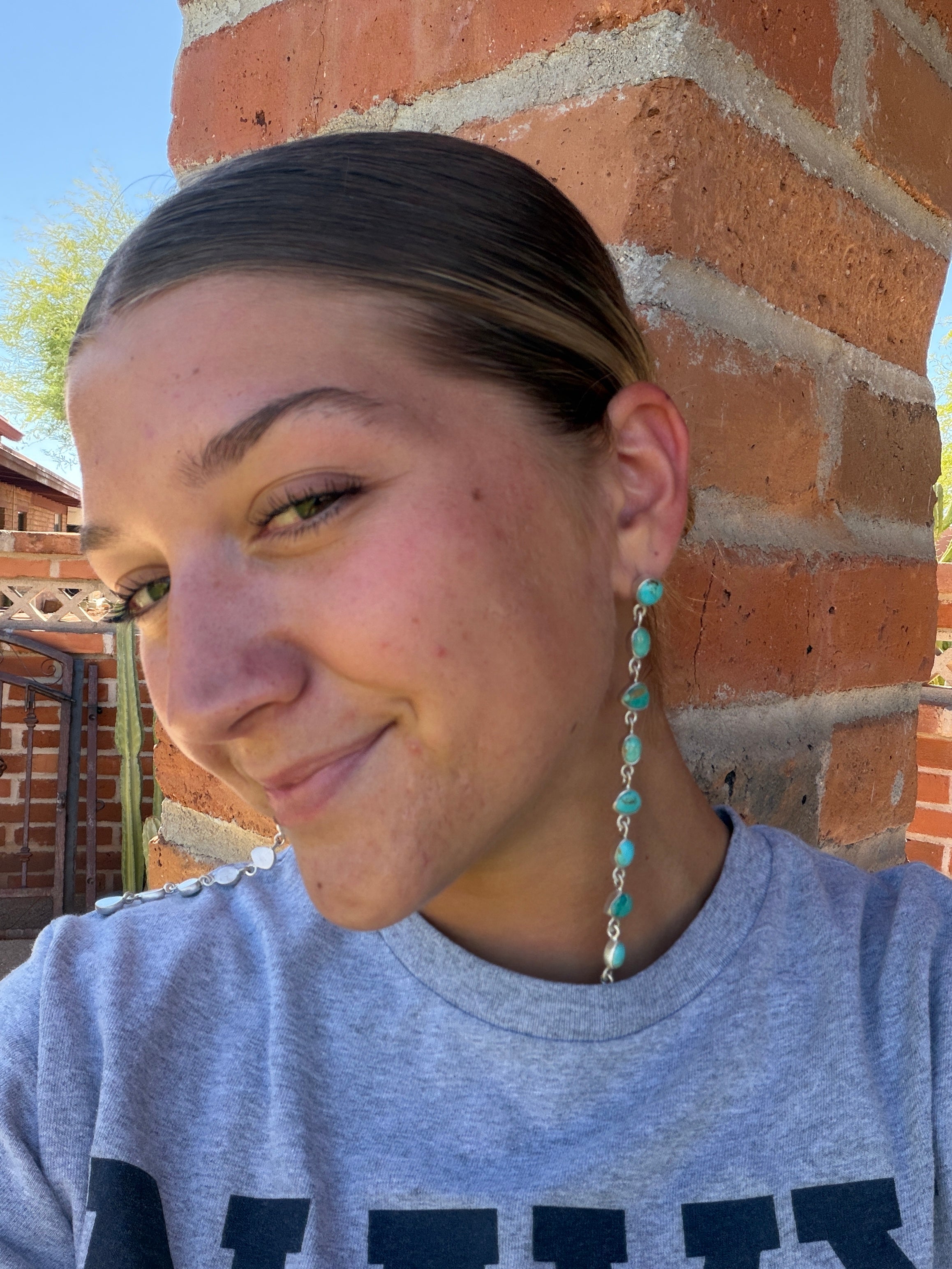 Cassidy Collection Handmade Honky Tonk Natural Royston Turquoise and Sterling Silver Dangles