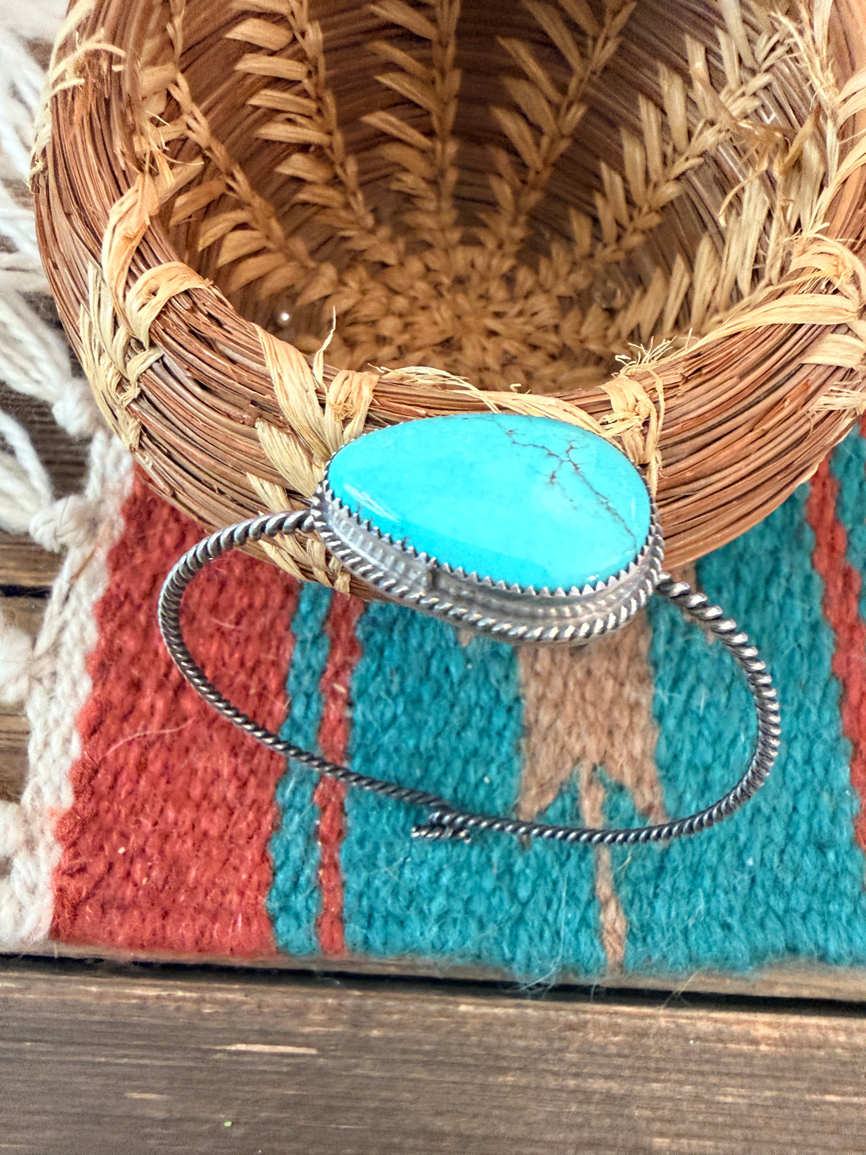 Handmade Turquoise & Sterling Silver Bangle Bracelet