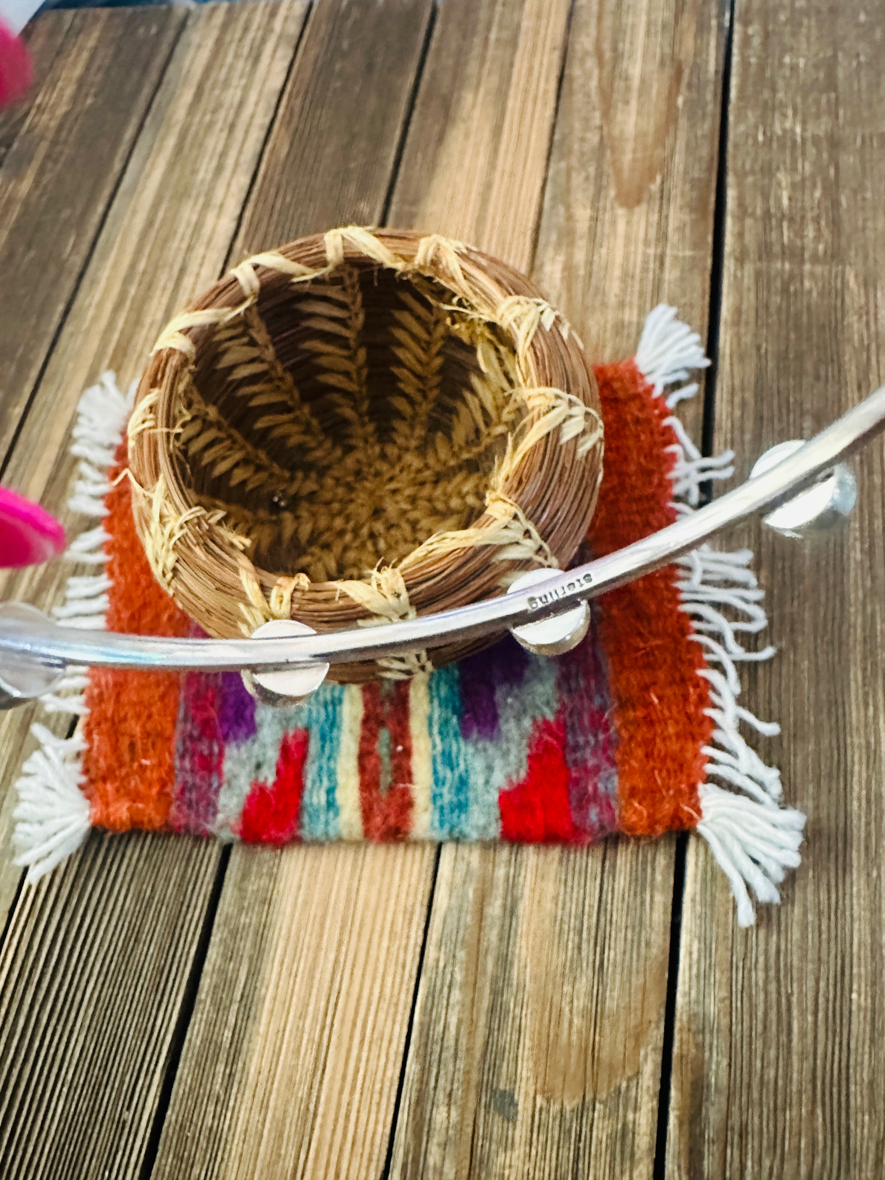 Handcrafted Multi Stone & Sterling Silver Bangle Bracelet