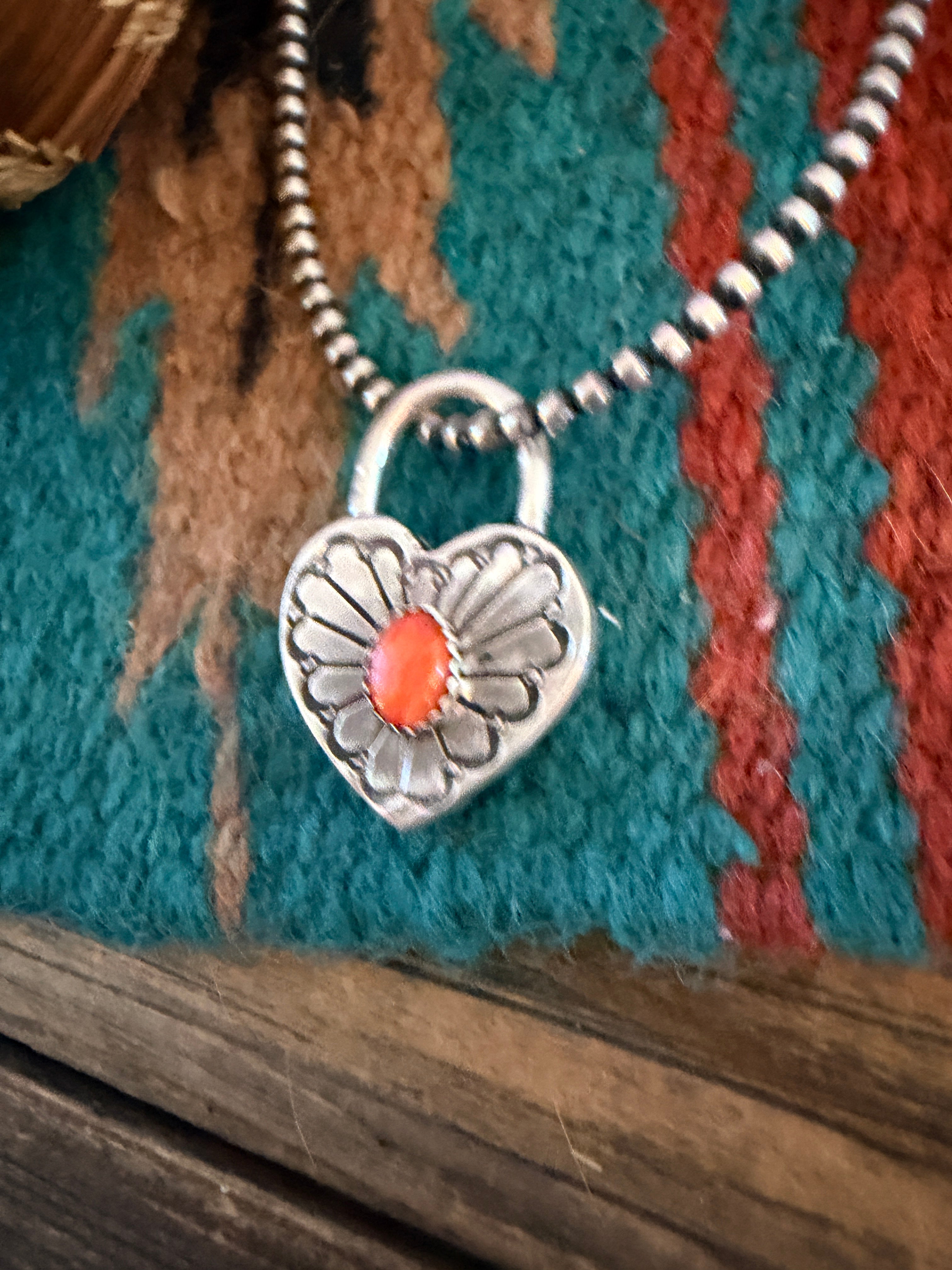 Handcrafted Sterling Silver & Spiny Oyster Heart Locket Pendant