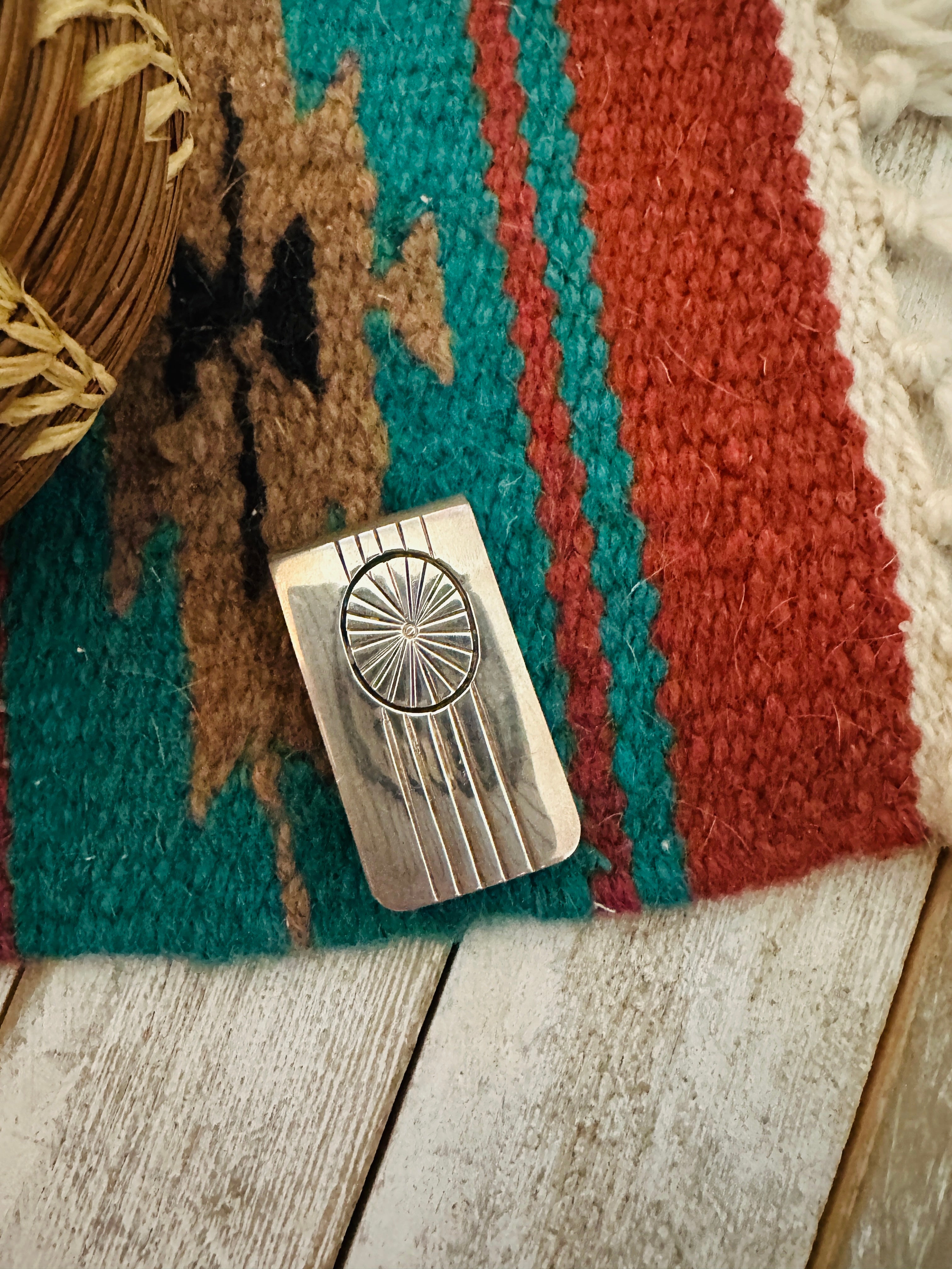 Navajo Hand Stamped Sterling Silver Money Clip