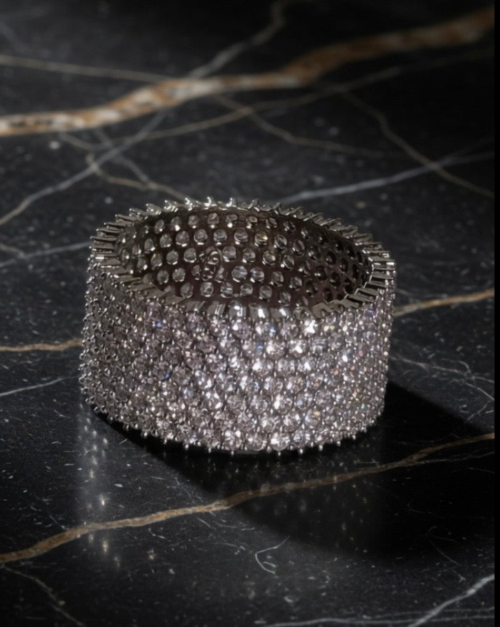 Sterling Silver Dazzling Iced Out CZ Paved Band Ring Size 9.5