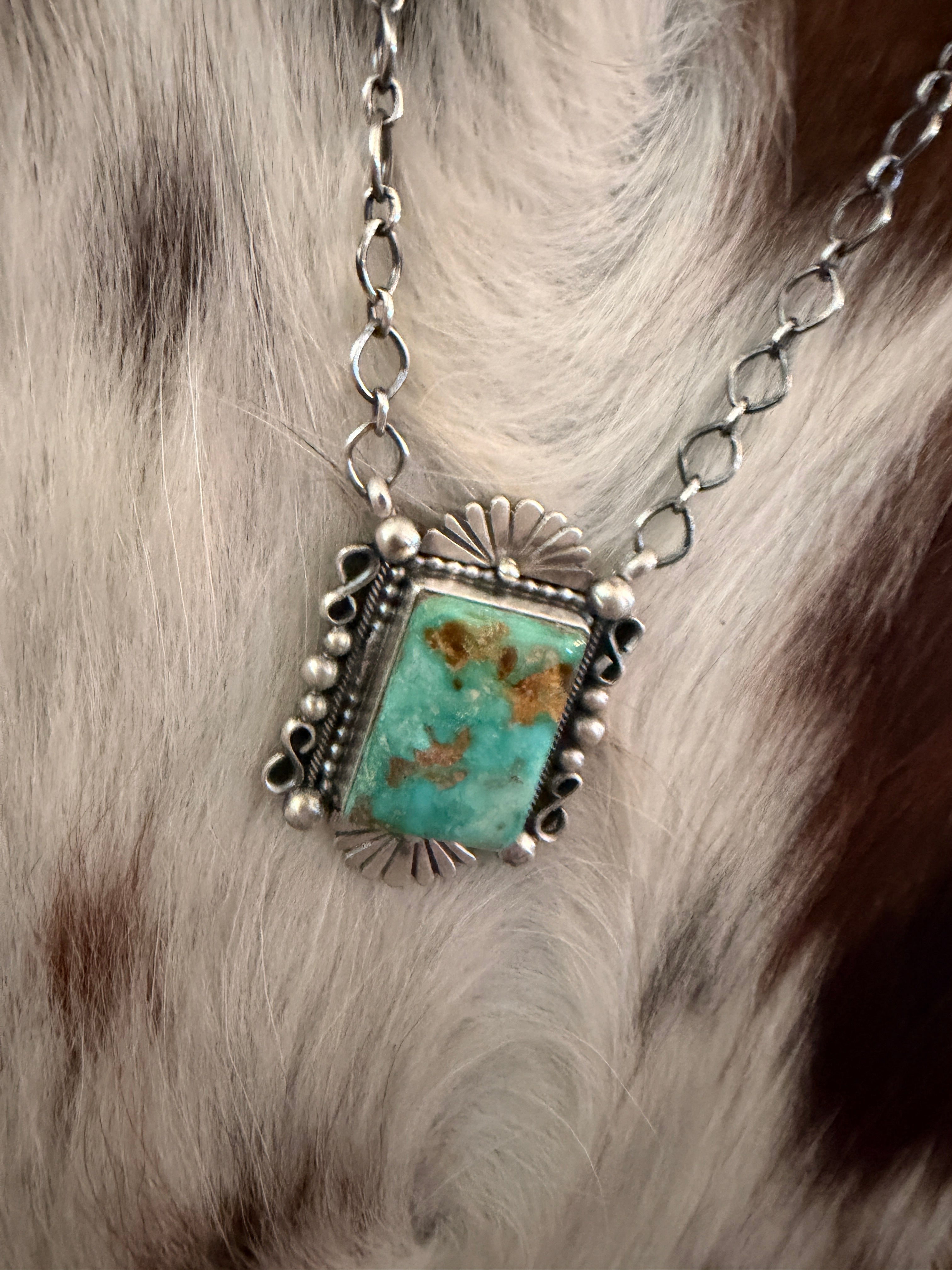Handcrafted Royston Turquoise & Sterling Silver Necklace by Daniel Benally