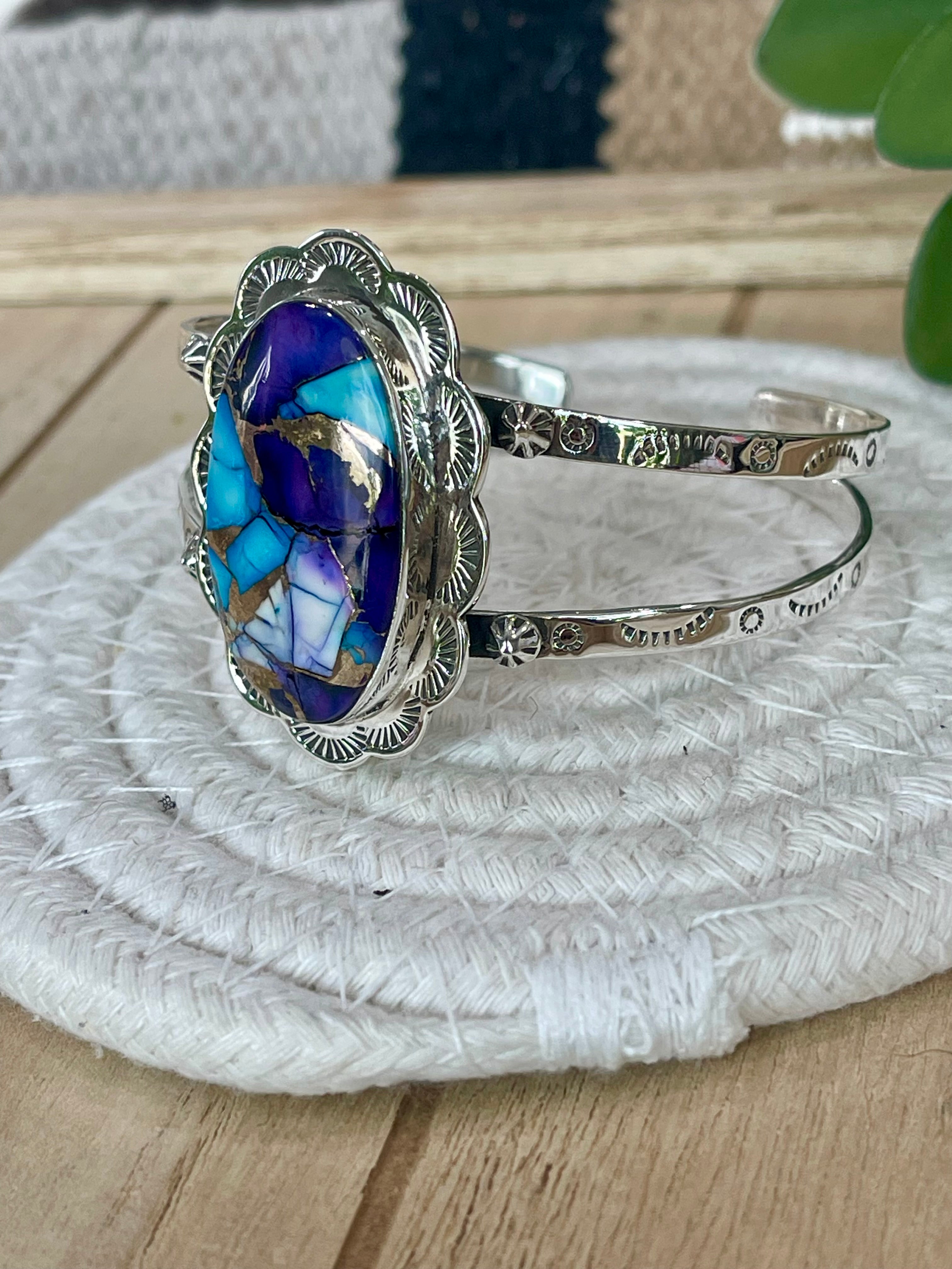 Handmade Purple Dream Mojave & Sterling Silver Cuff Bracelet