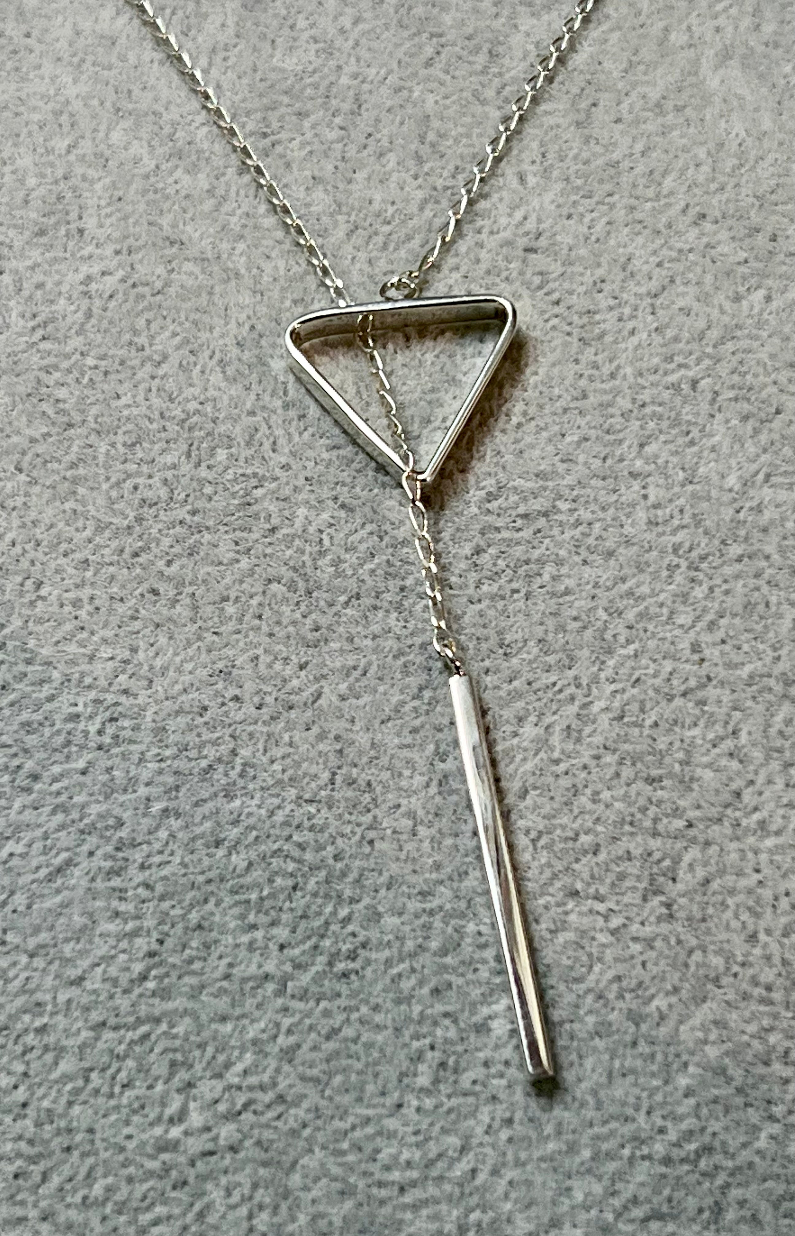 Pendulum Lariat with Triangle Finish Sterling Silver Necklace