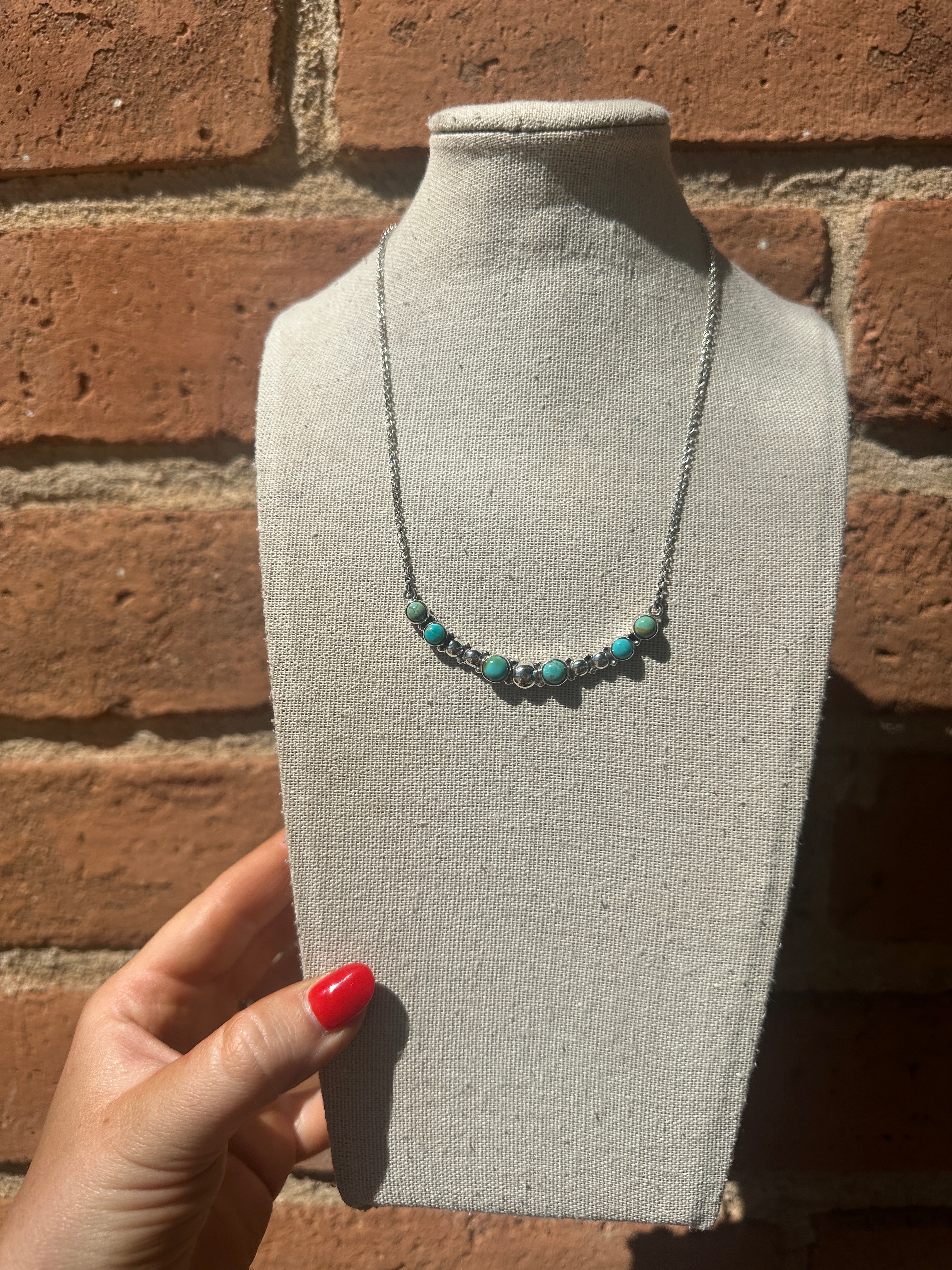 Handmade Turquoise & Sterling Silver Ball Necklace