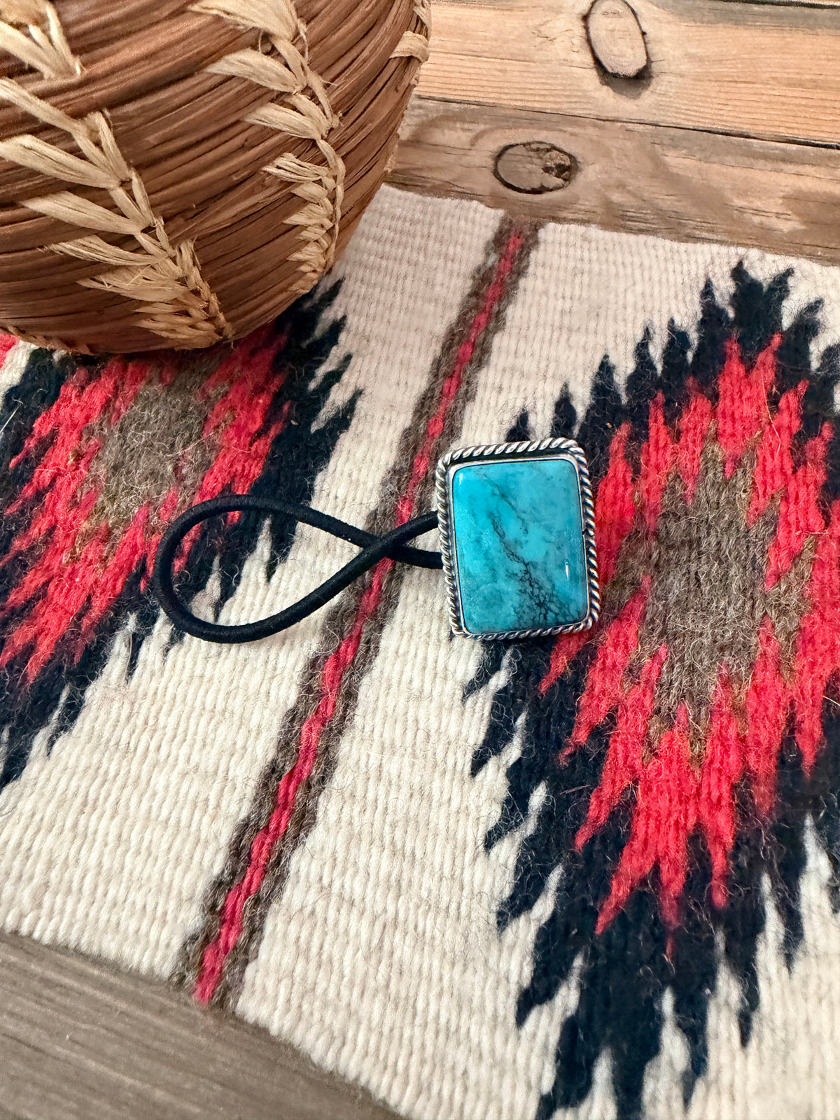 Handcrafted Turquoise & Sterling Silver Hair Tie Charm