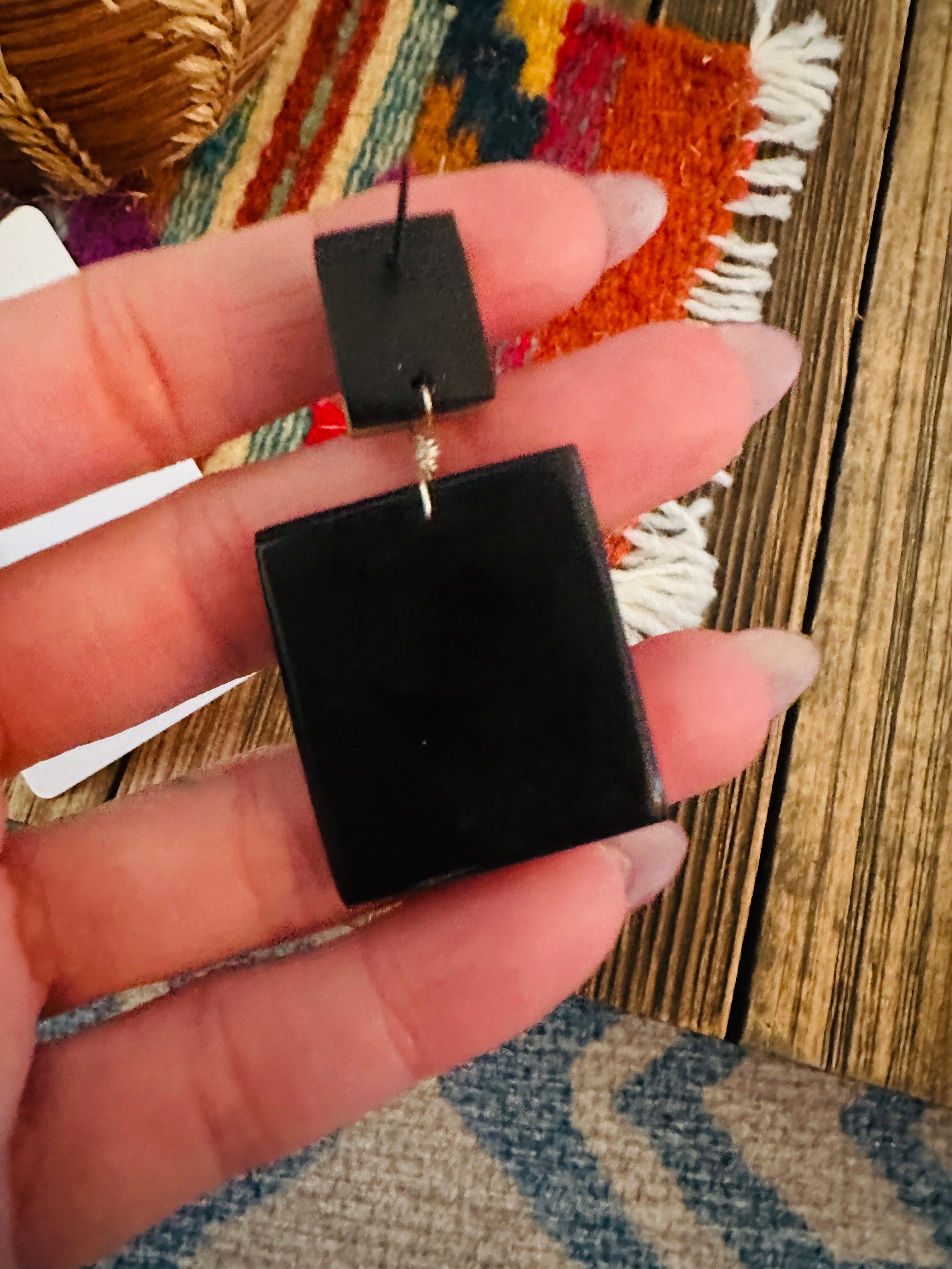 Handcrafted Multi Stone Inlay Dangle Earrings