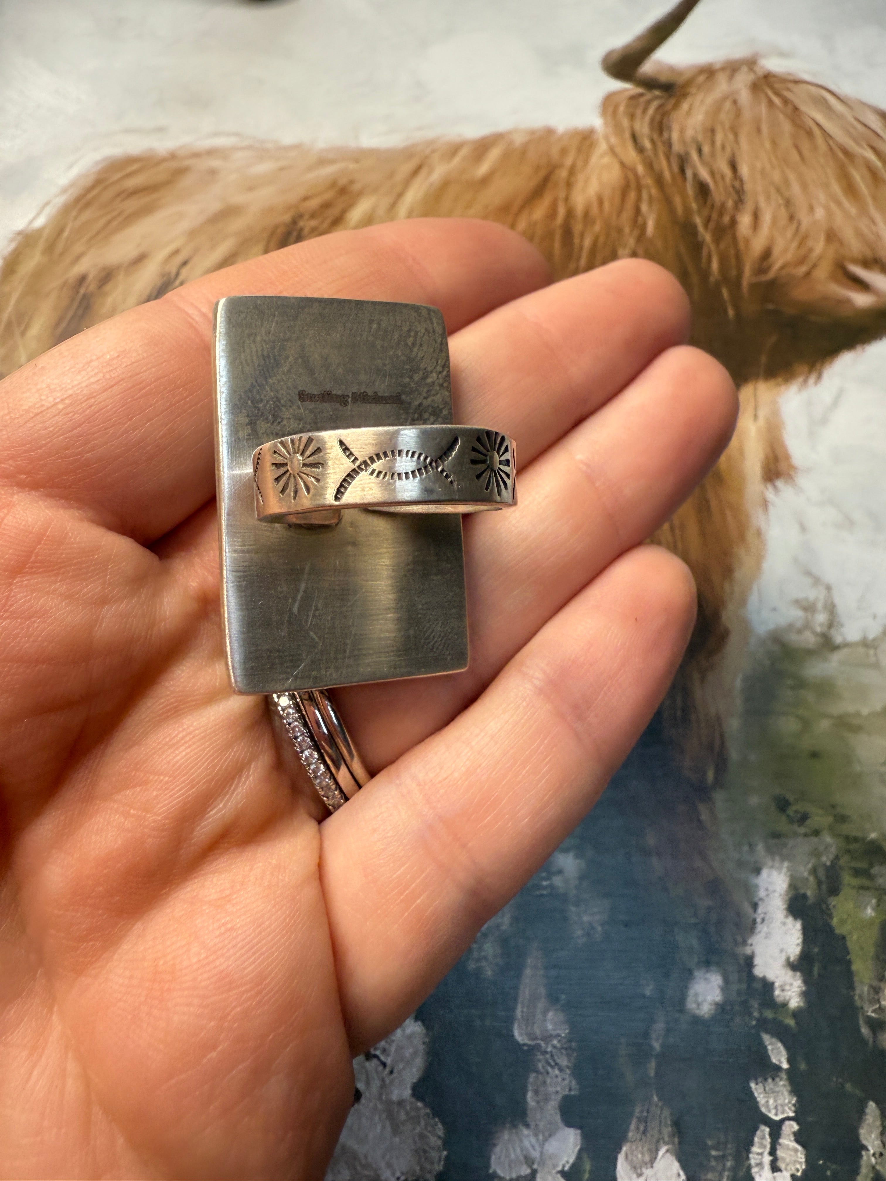 Handmade Purple Dream Mojave And Sterling Silver Adjustable 12 Stone Ring