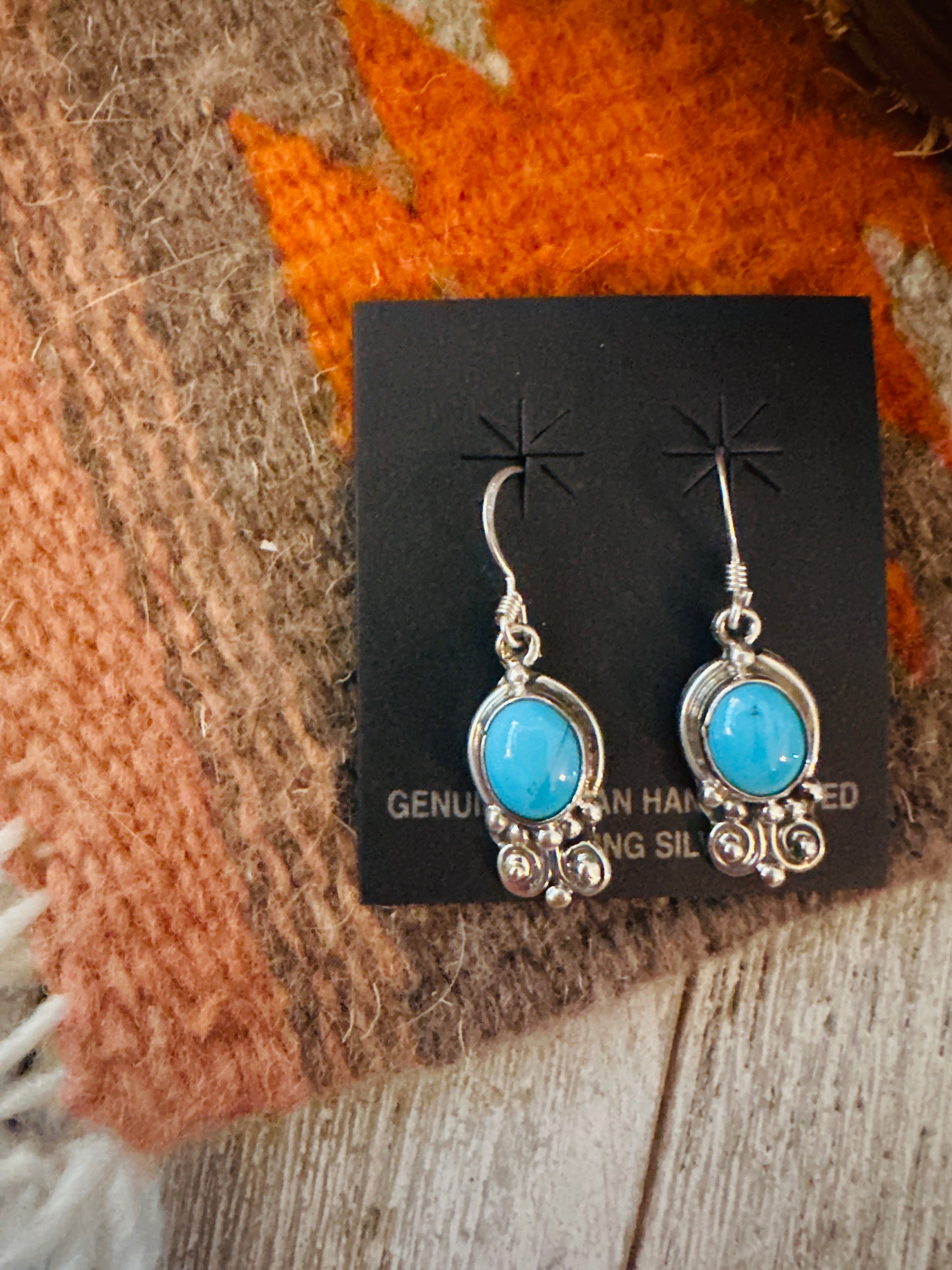 Handcrafted Sterling Silver & Turquoise Dangle Earrings