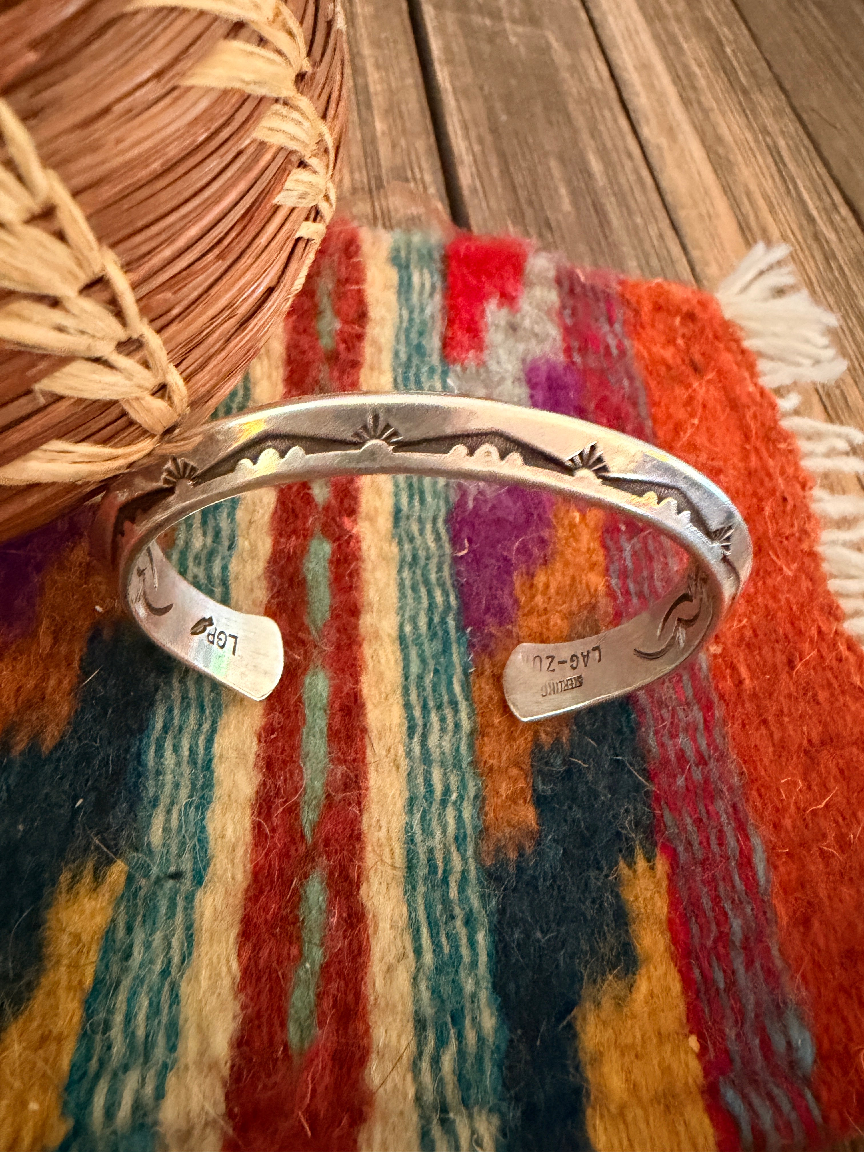 Hand Stamped Sterling Silver Cuff Bracelet by Leonard Paquin