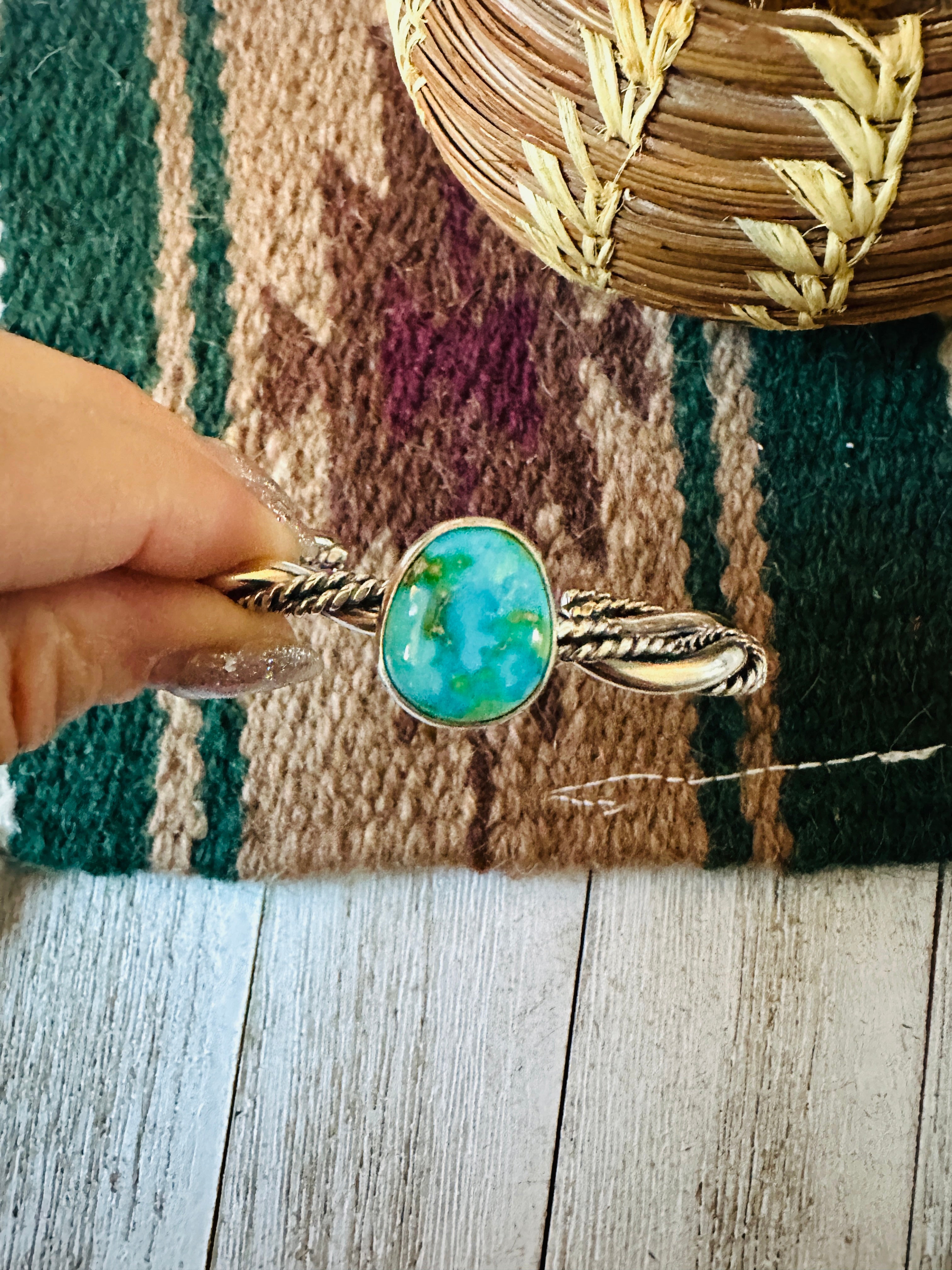 Navajo Sonoran Mountain Turquoise & Sterling Silver Cuff Bracelet