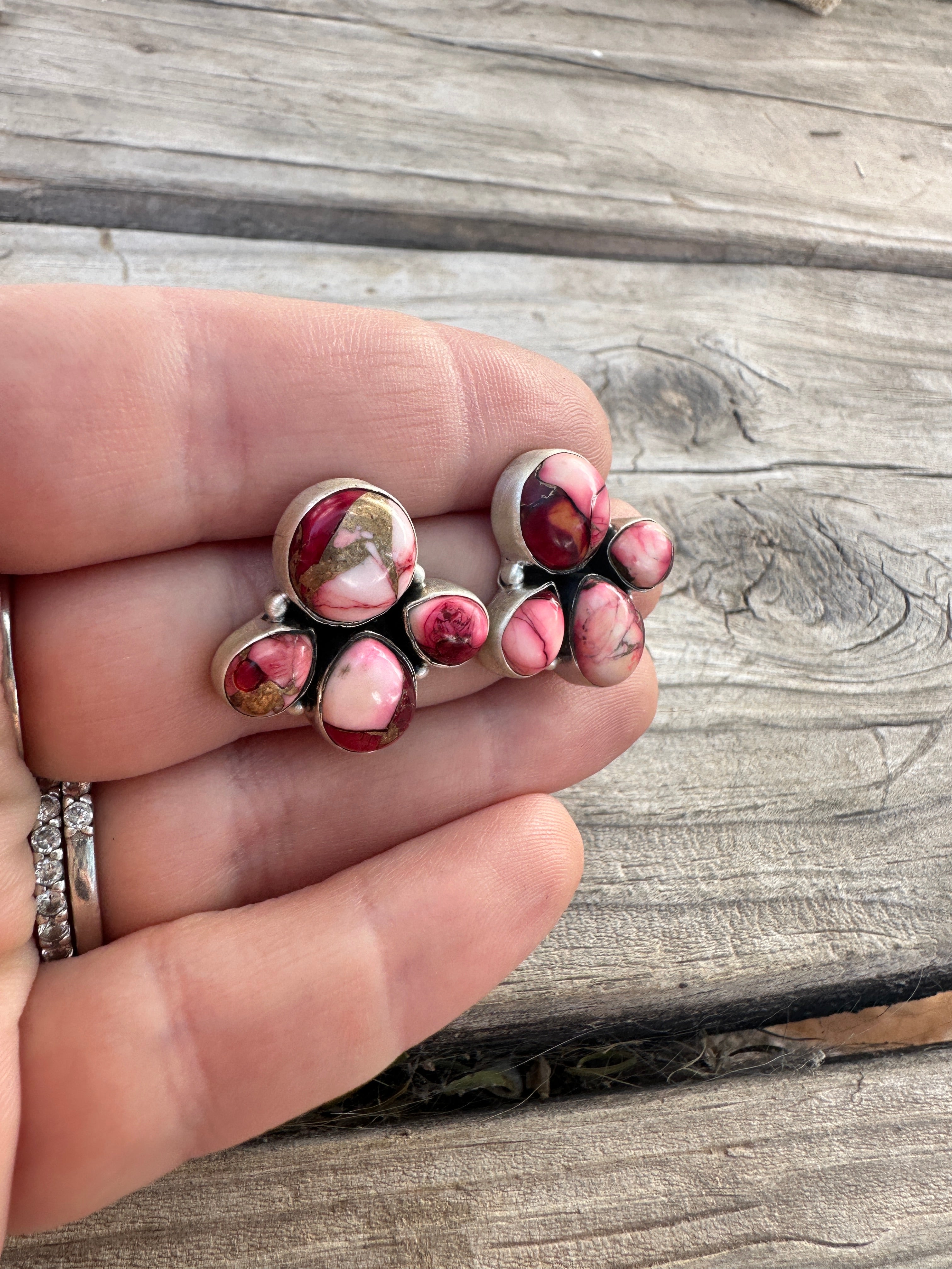 Dahlia Rose Sterling Silver 4 Stone Earrings Handmade