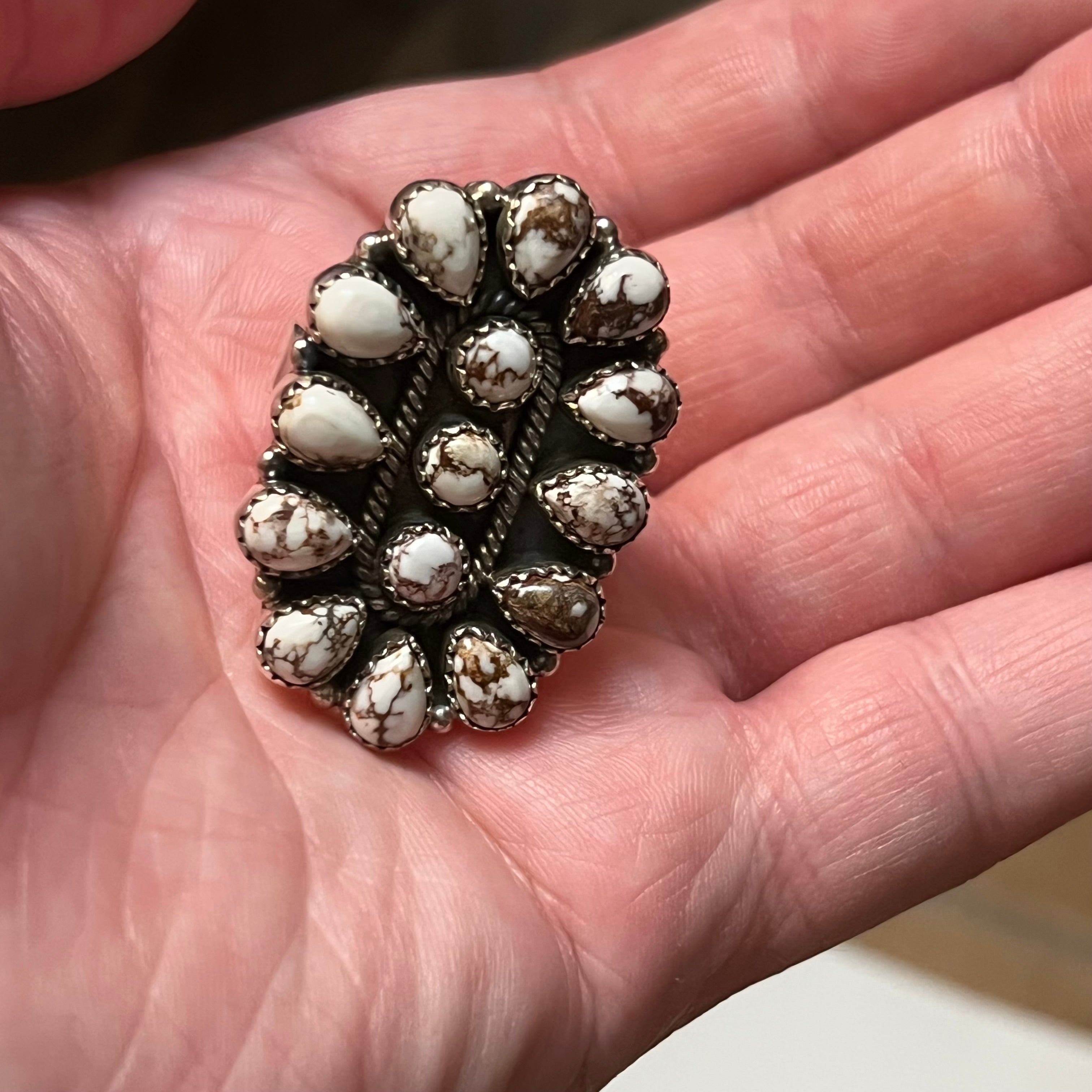 Handmade Wild Horse Gemstones & Sterling Silver Cluster Ring