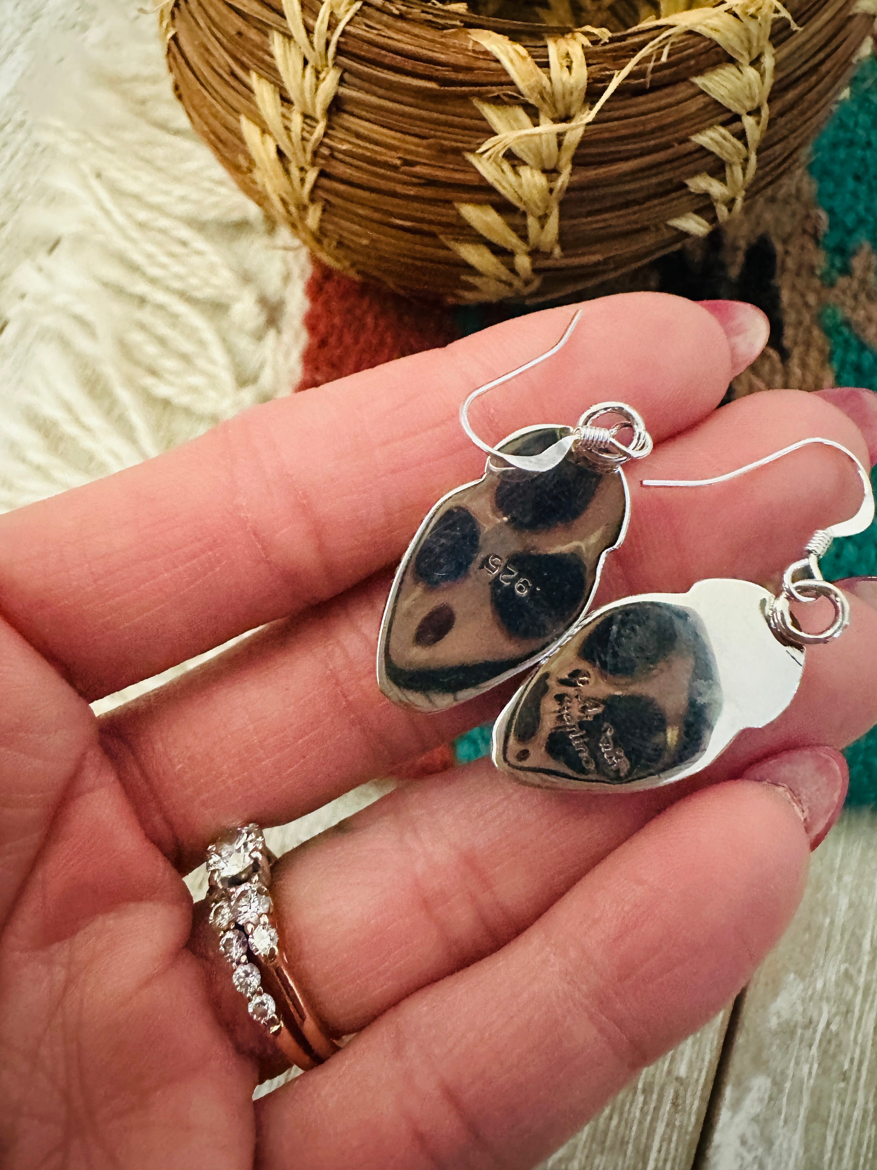 Handcrafted Turquoise & Sterling Silver Dangle Earrings