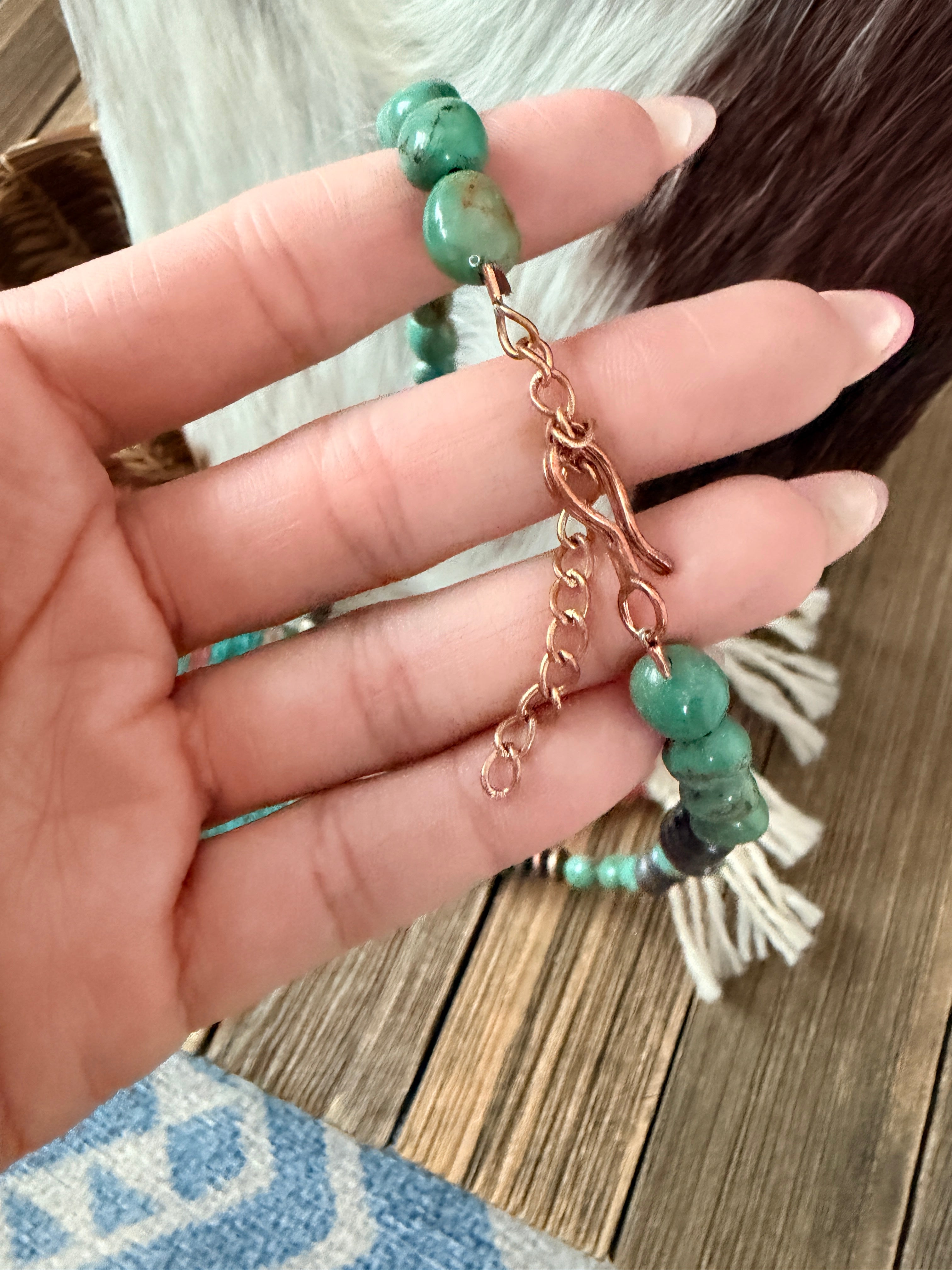 Handcrafted Turquoise & Copper 18” Beaded Necklace