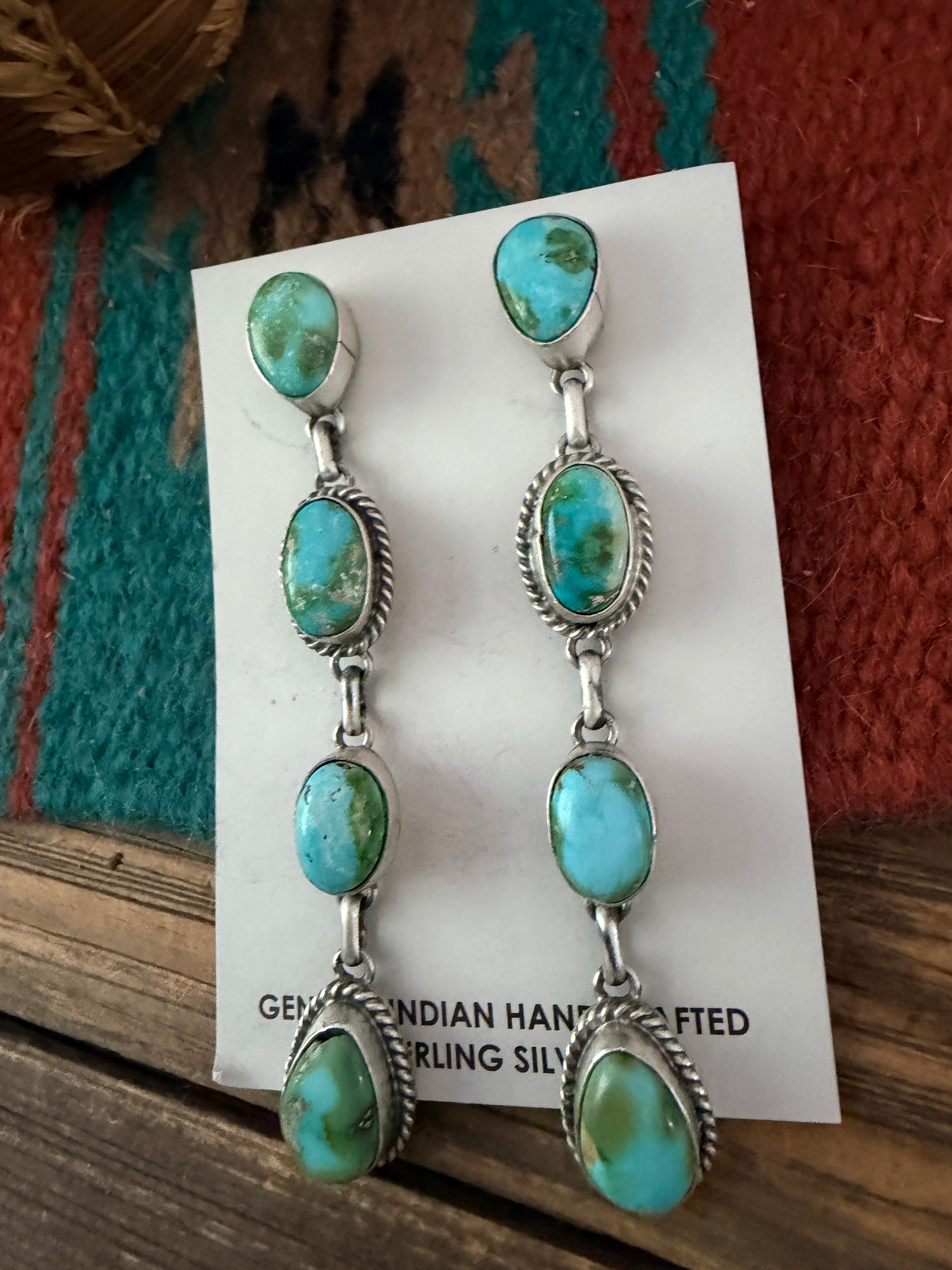 Handcrafted Sonoran Mountain Turquoise & Sterling Silver Dangle Earrings