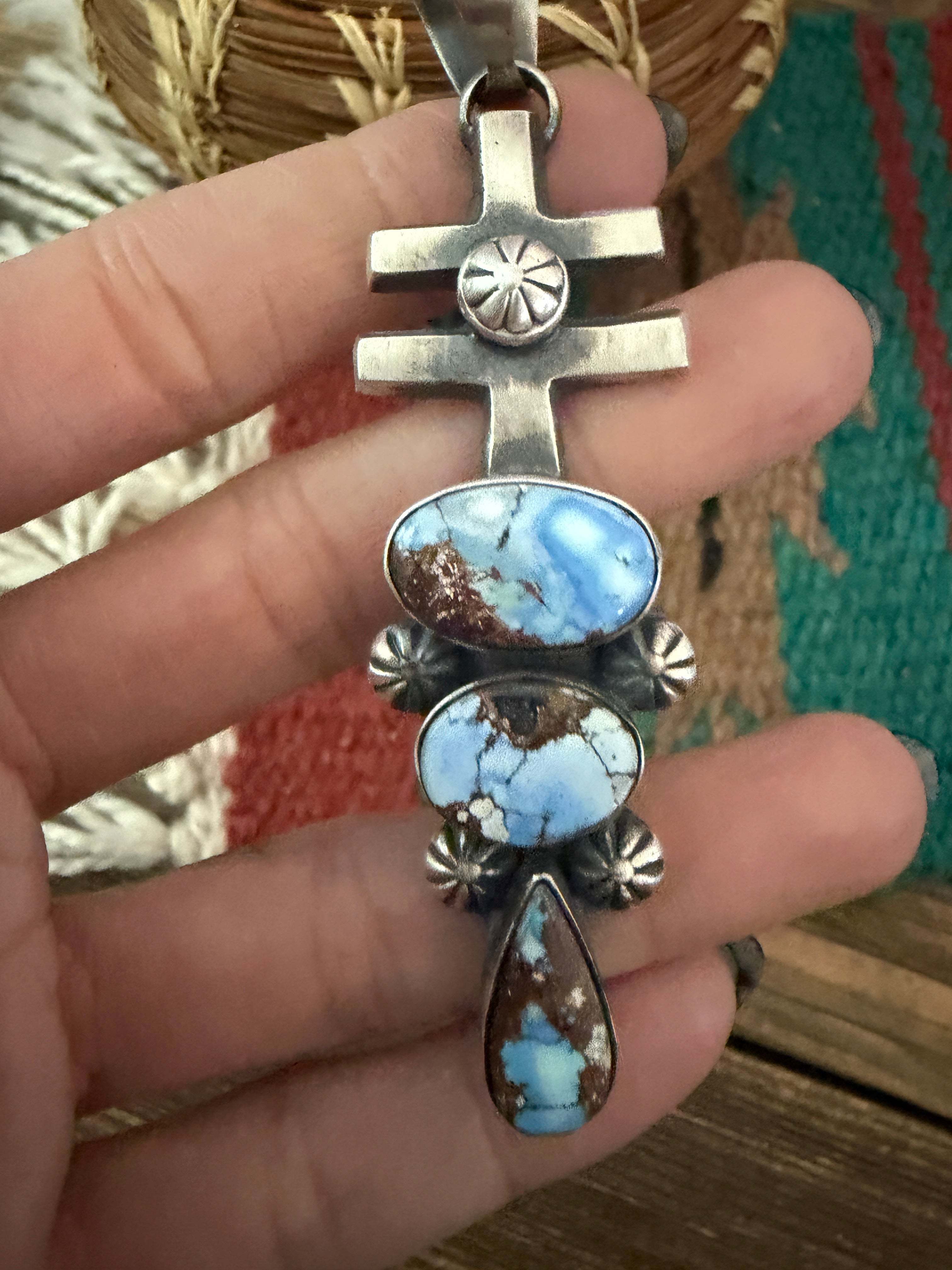 Handcrafted Sterling Silver & Golden Hills Turquoise Pendant by Chimney Butte