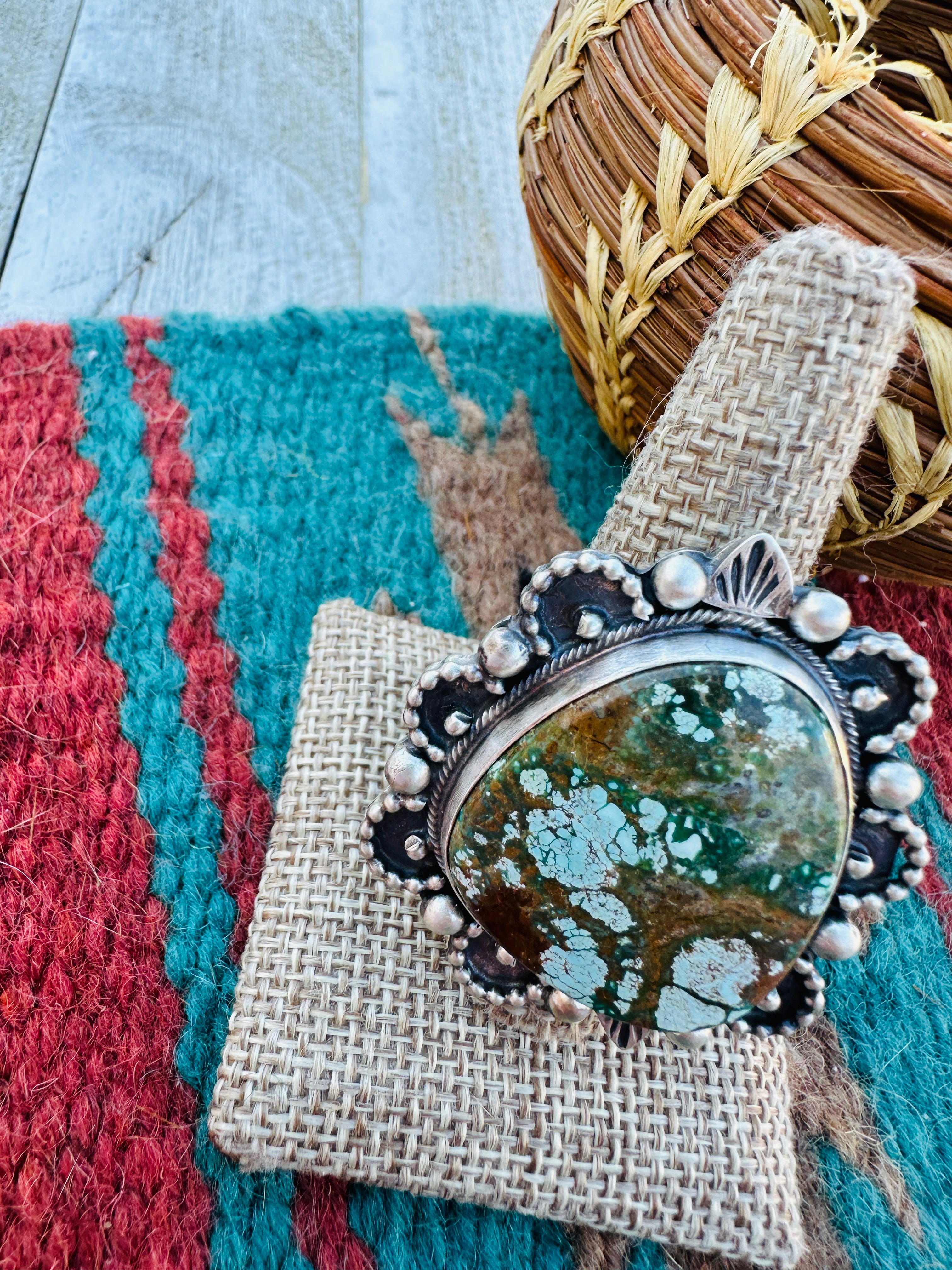 Hand Crafted Turquoise & Sterling Silver Adjustable Ring