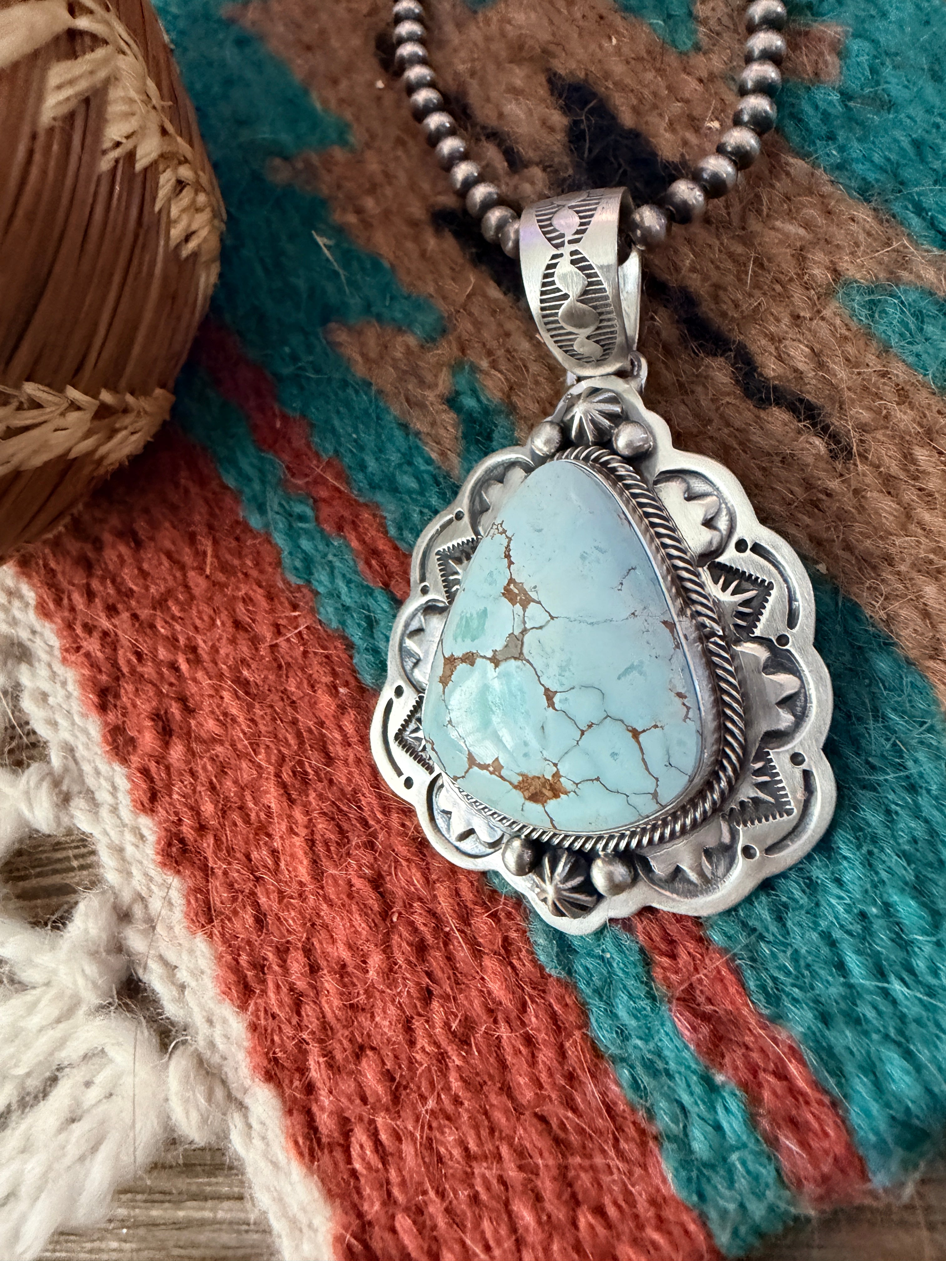 Handcrafted Sterling Silver & Dry Creek Turquoise Pendant by Randy Boyd