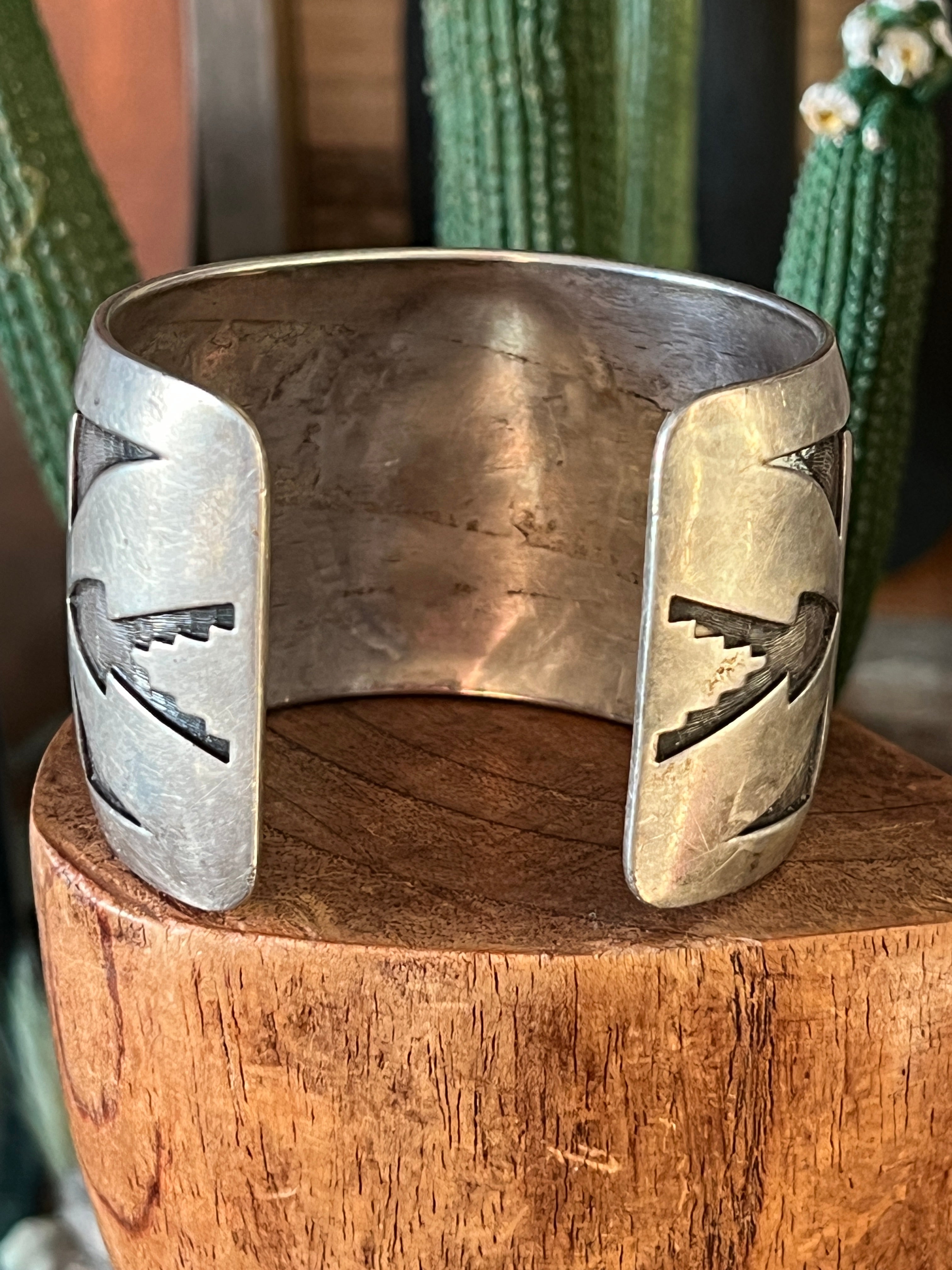 Vintage Old Pawn Sterling Silver and Morenci Turquoise Overlay Cuff Bracelet, Unsigned