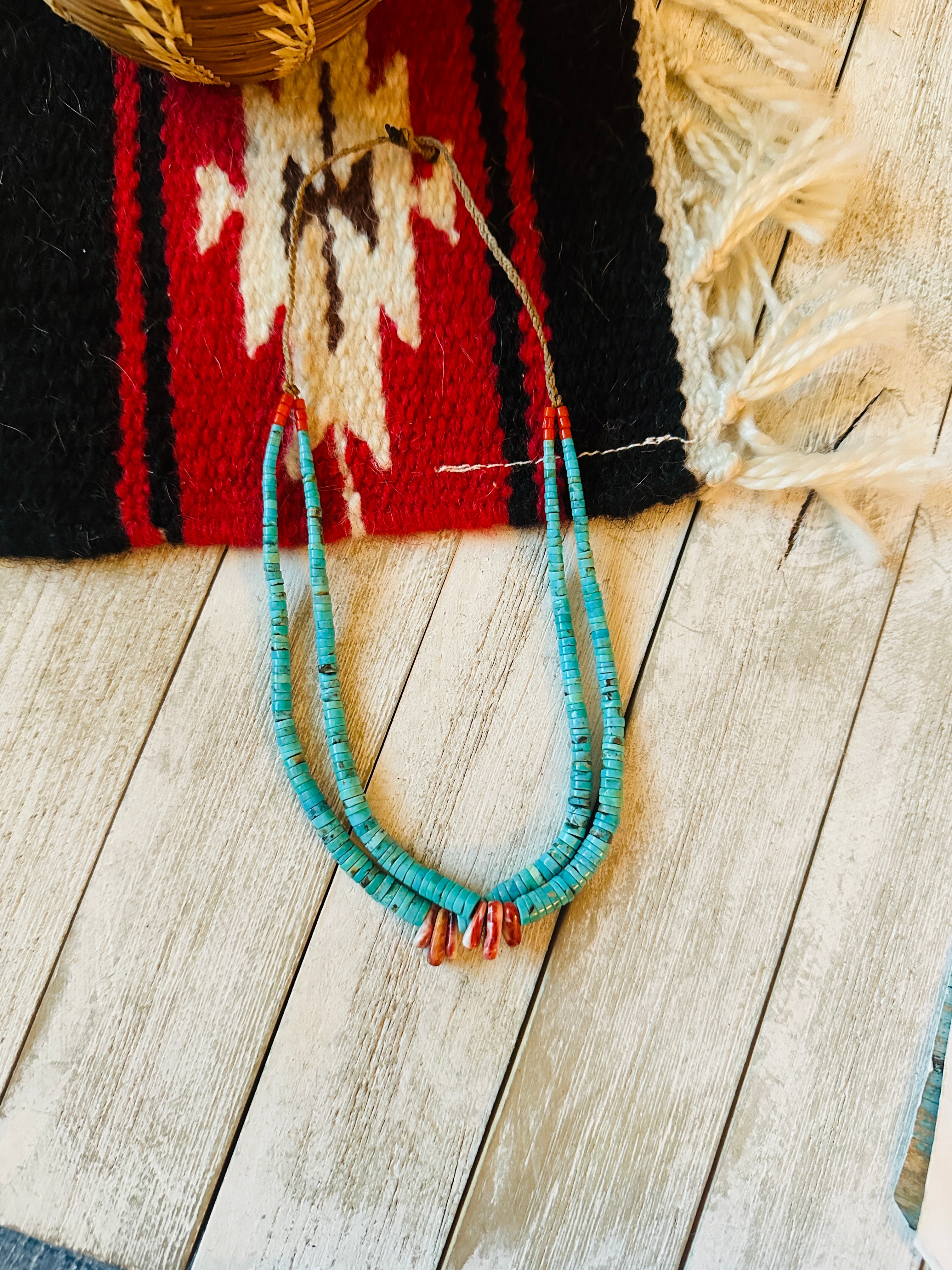 Vintage Turquoise and gold bead popular Necklace