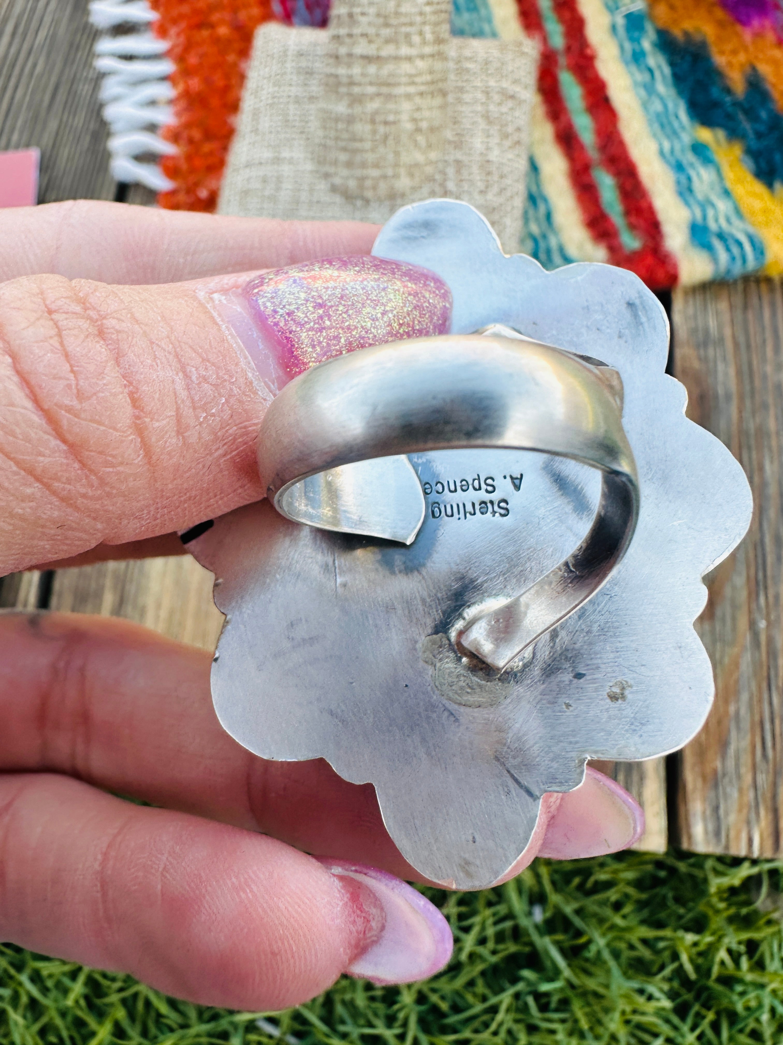 Handcrafted Sonoran Mountain Turquoise & Sterling Silver Adjustable Cluster Ring