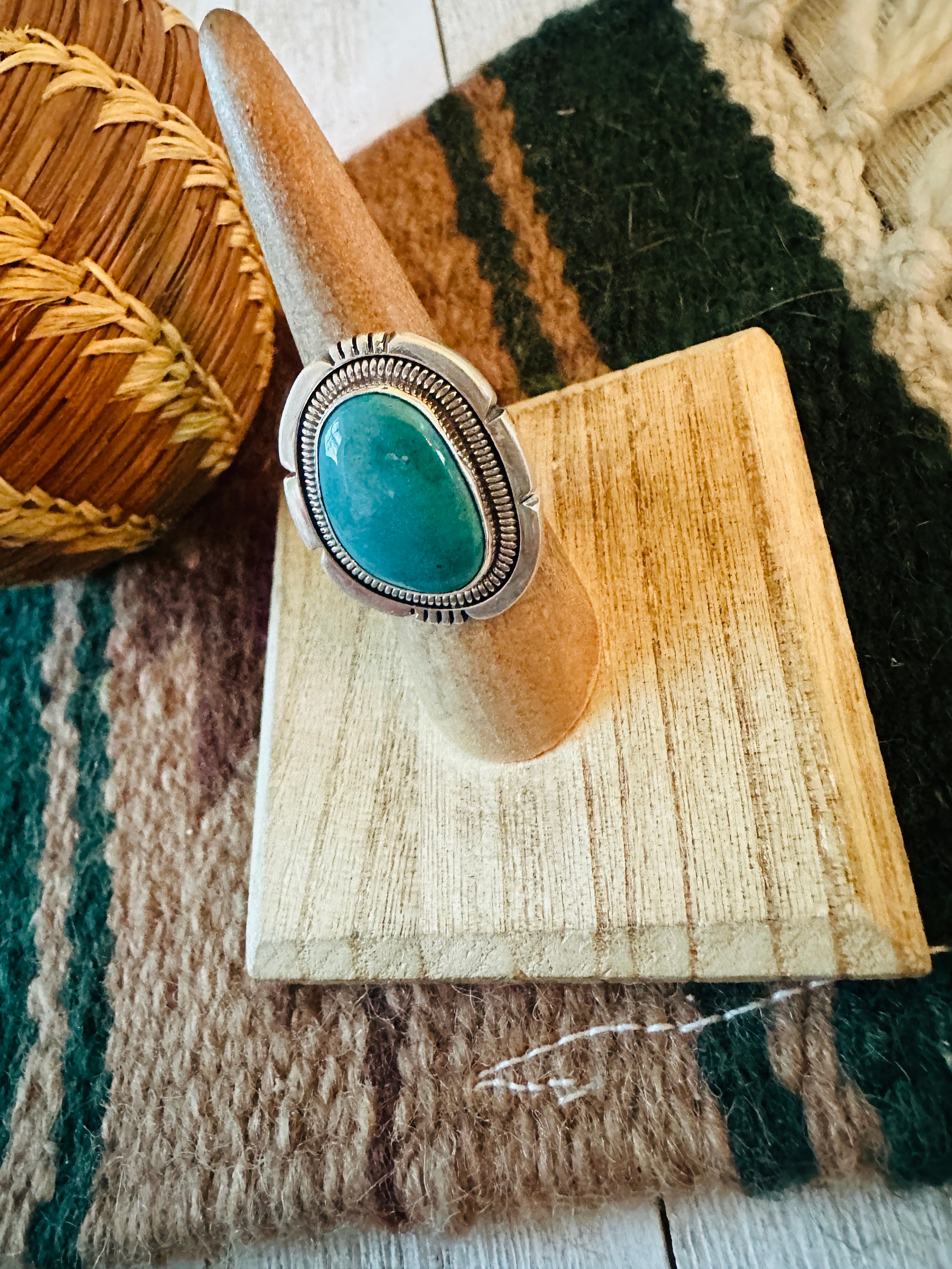 Navajo Sterling Silver & Turquoise Ring Size 6