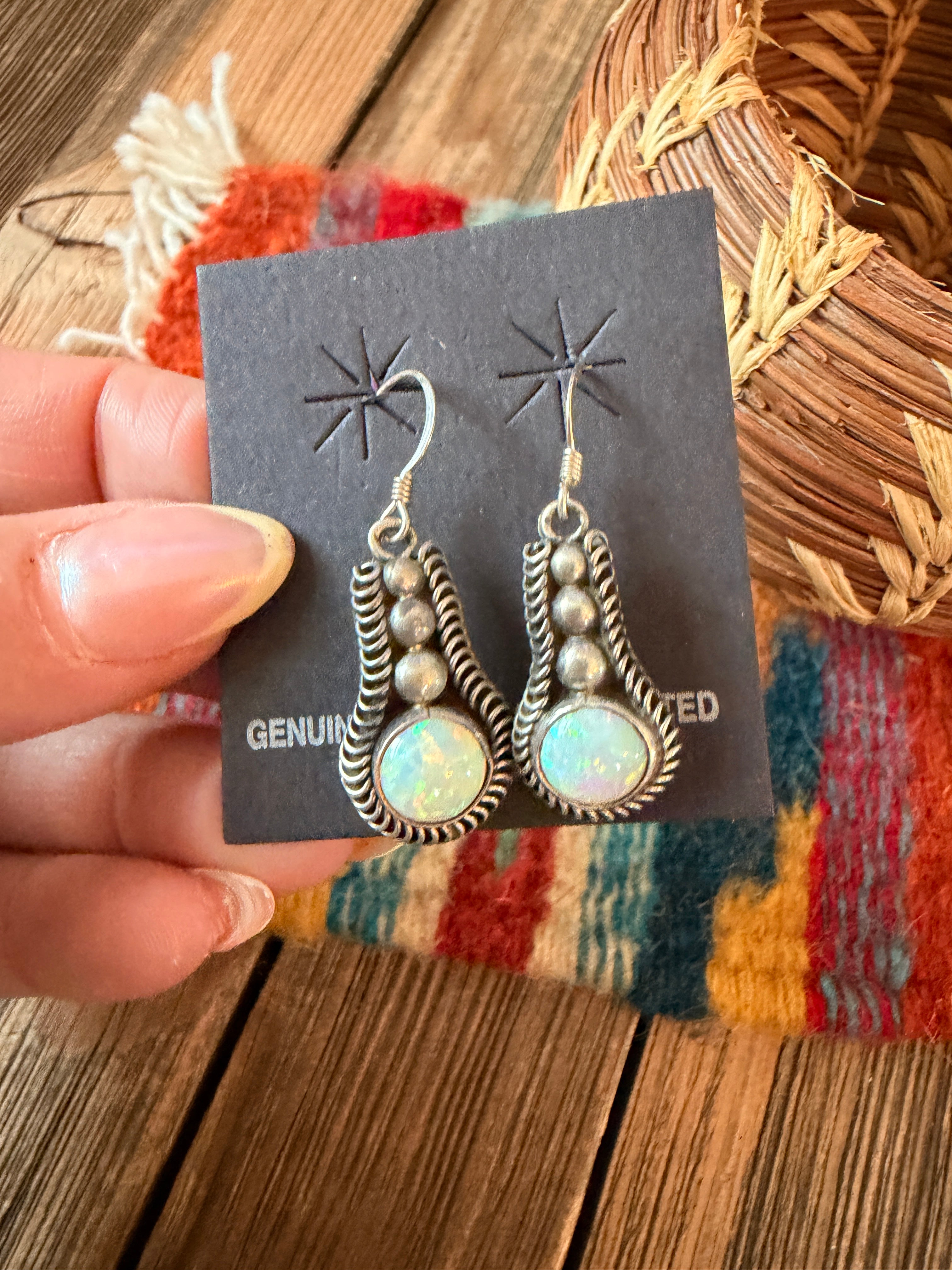 Handcrafted Opal & Sterling Silver Dangle Earrings