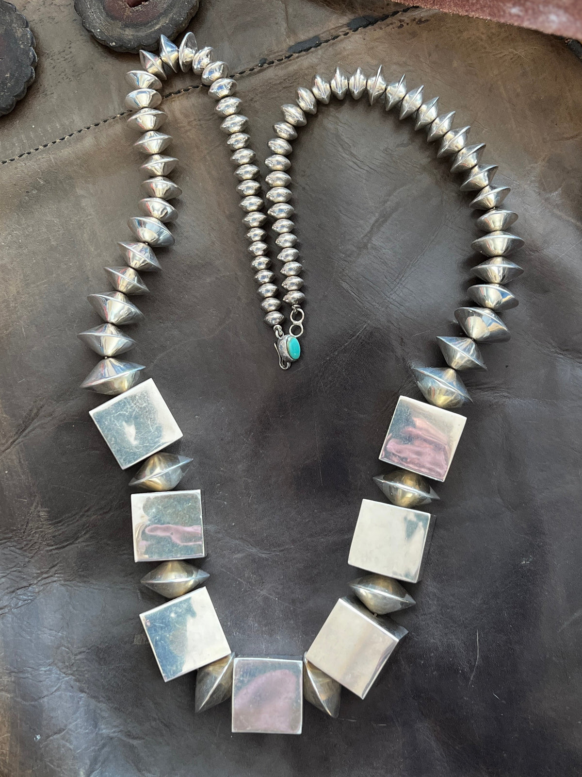Estate Collection Vintage Sterling Silver Extra Chunky Geometric Beaded Necklace by Rainstar