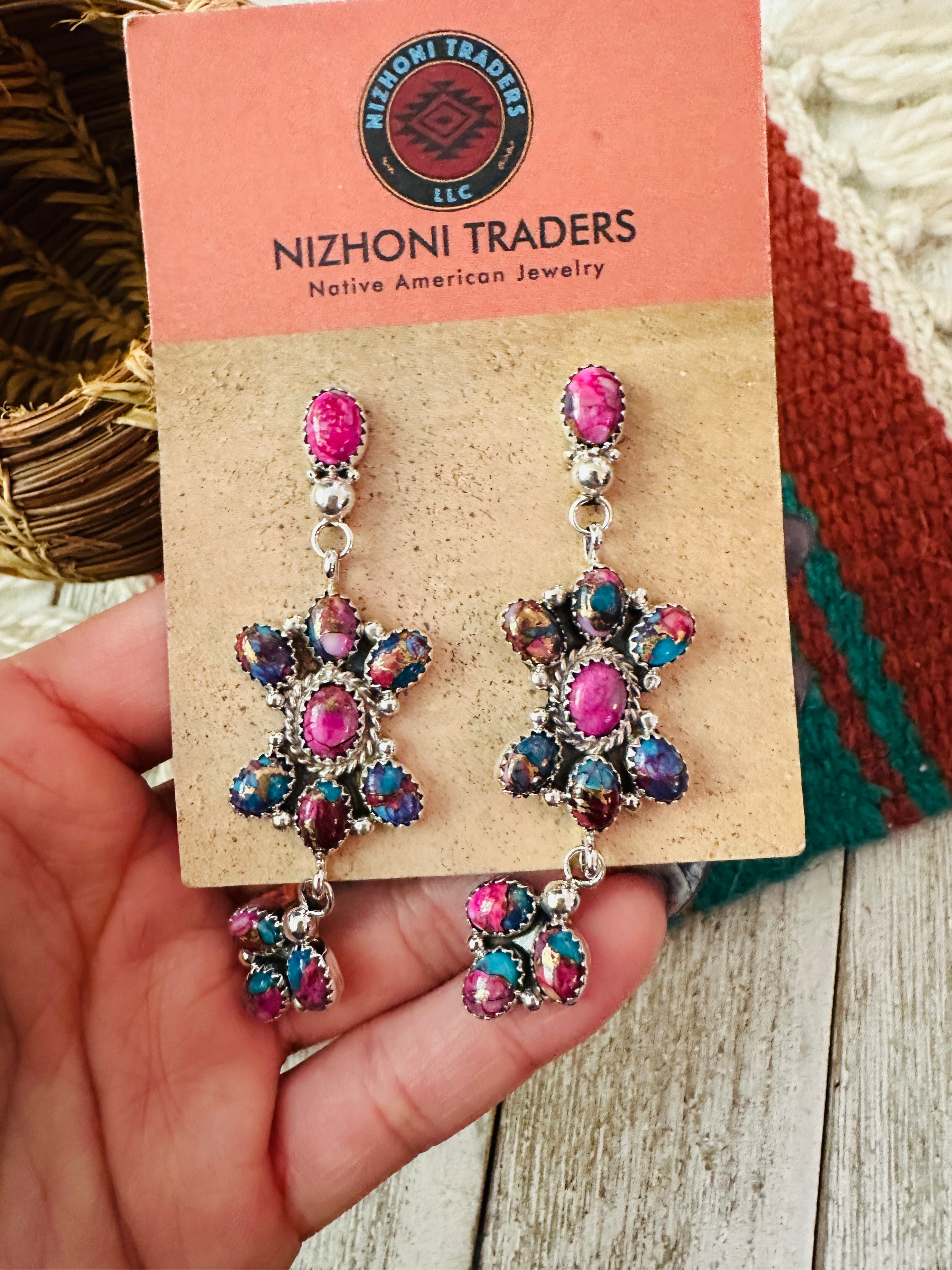 Handcrafted Pink Dream Mojave & Sterling Silver Dangle Earrings