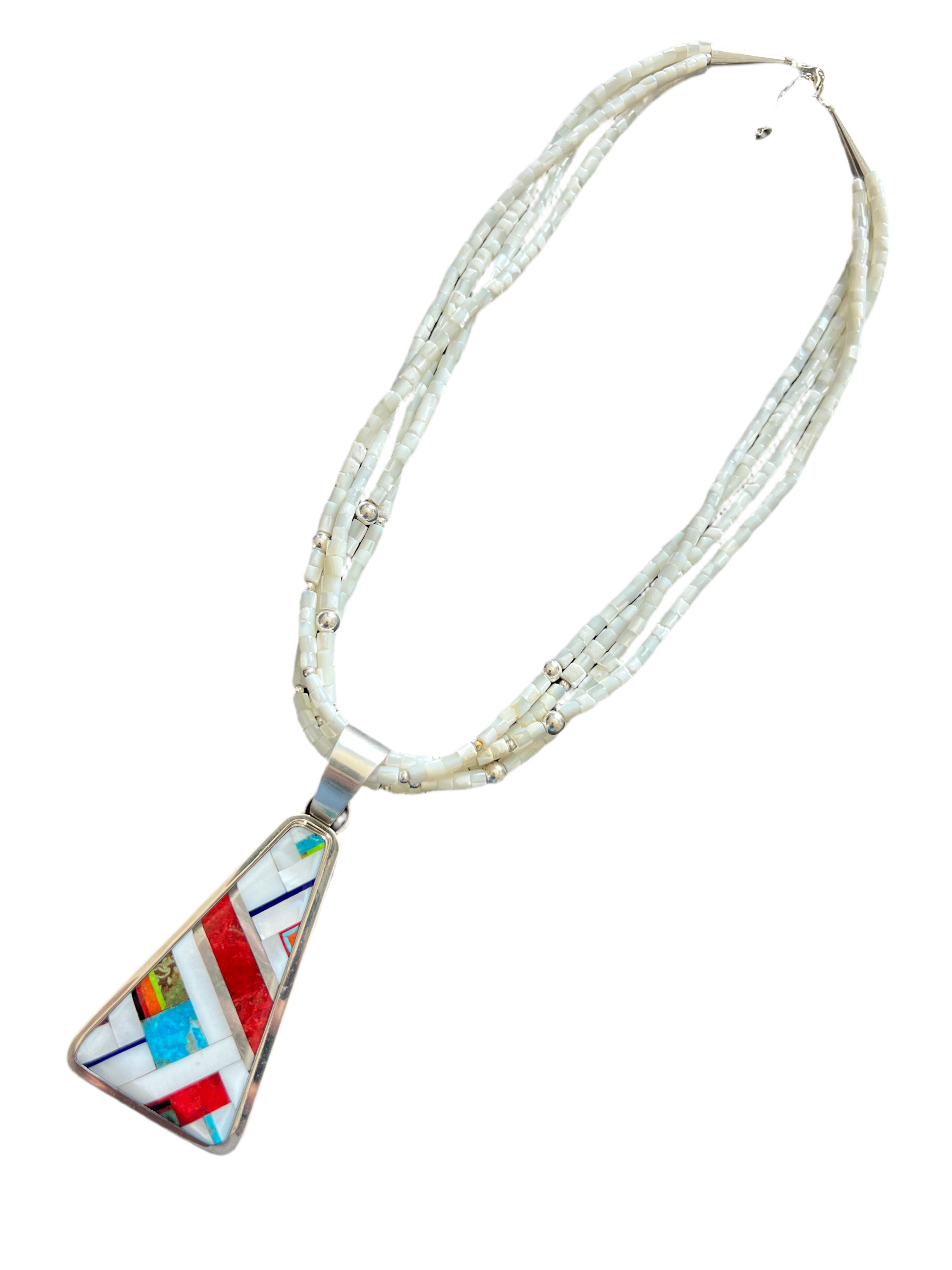 Daniel Coriz Mother Of Pearl Beaded Inlay Necklace