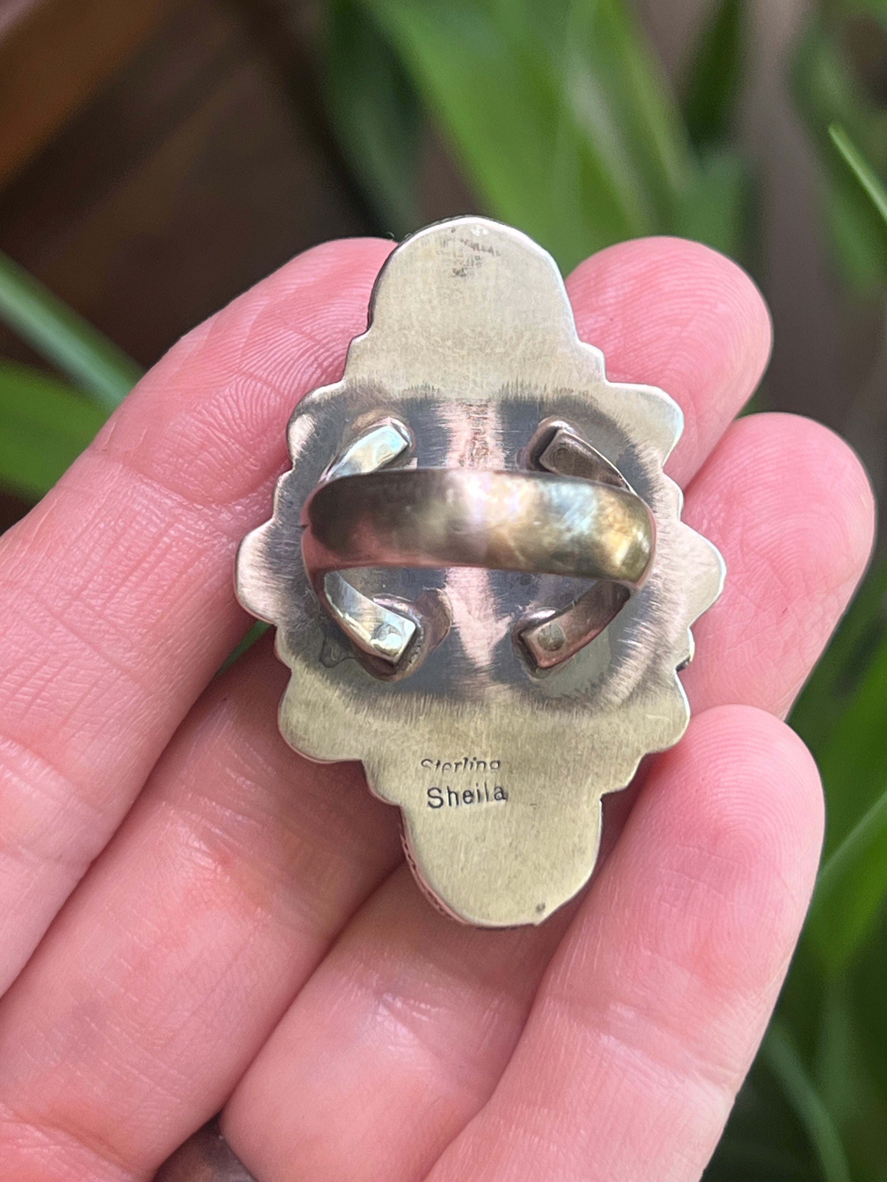 Handcrafted Sterling Silver and Natural Campitos Turquoise Cluster Rings by Sheila Becenti