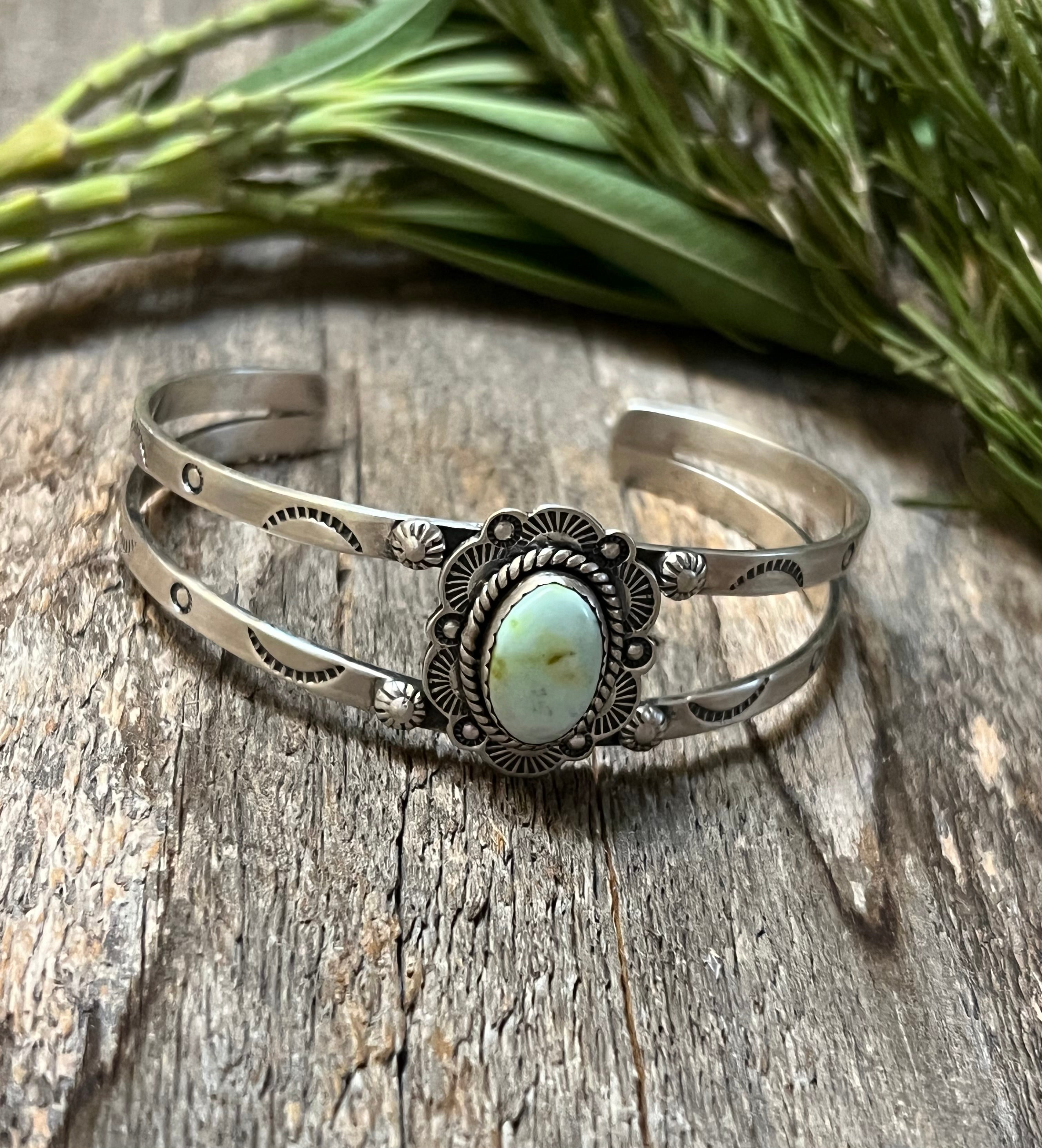 Handmade Palomino Turquoise & Sterling Silver Oval Cuff Bracelet