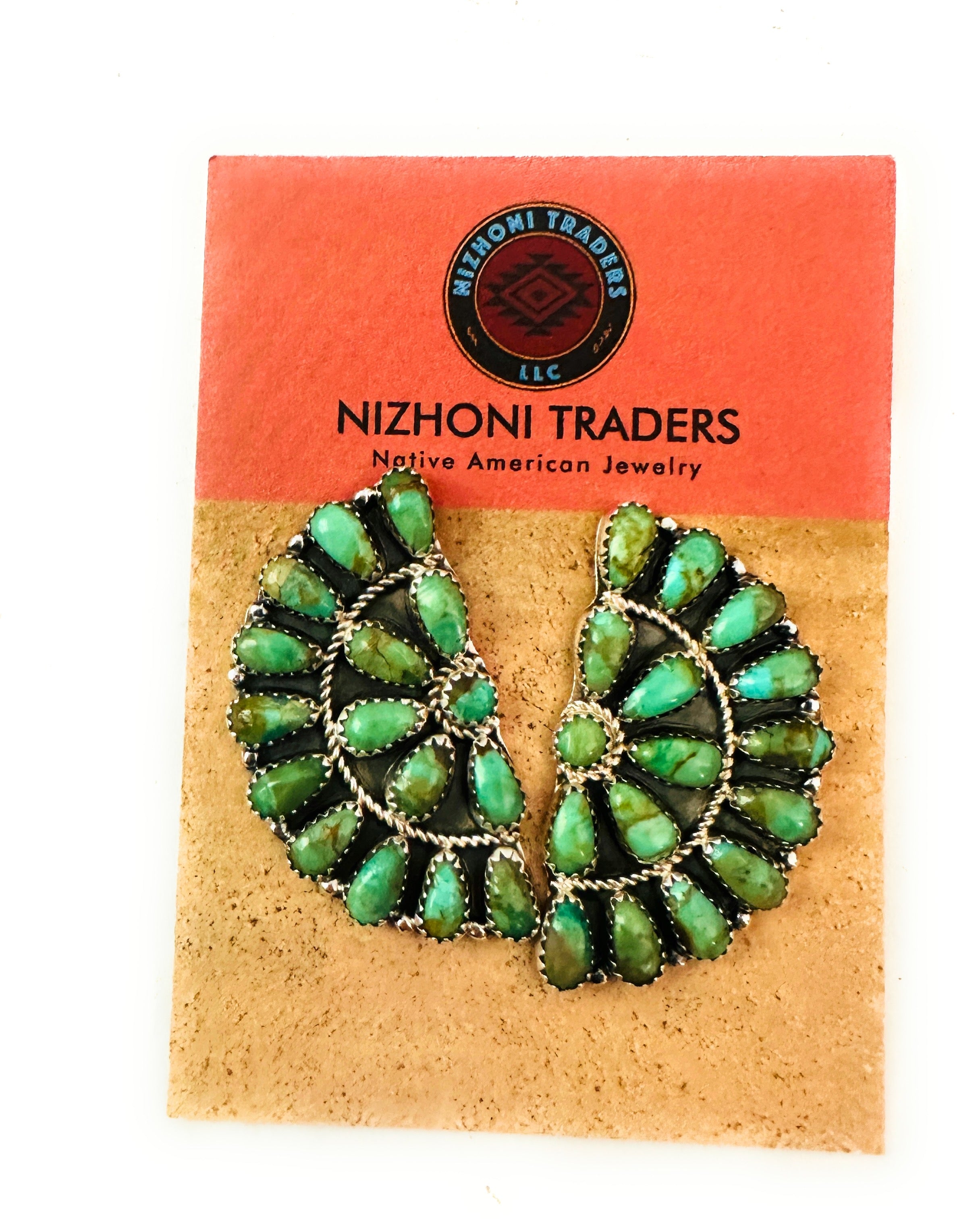 Navajo Sterling Silver & Royston Turquoise Cluster Post Earrings