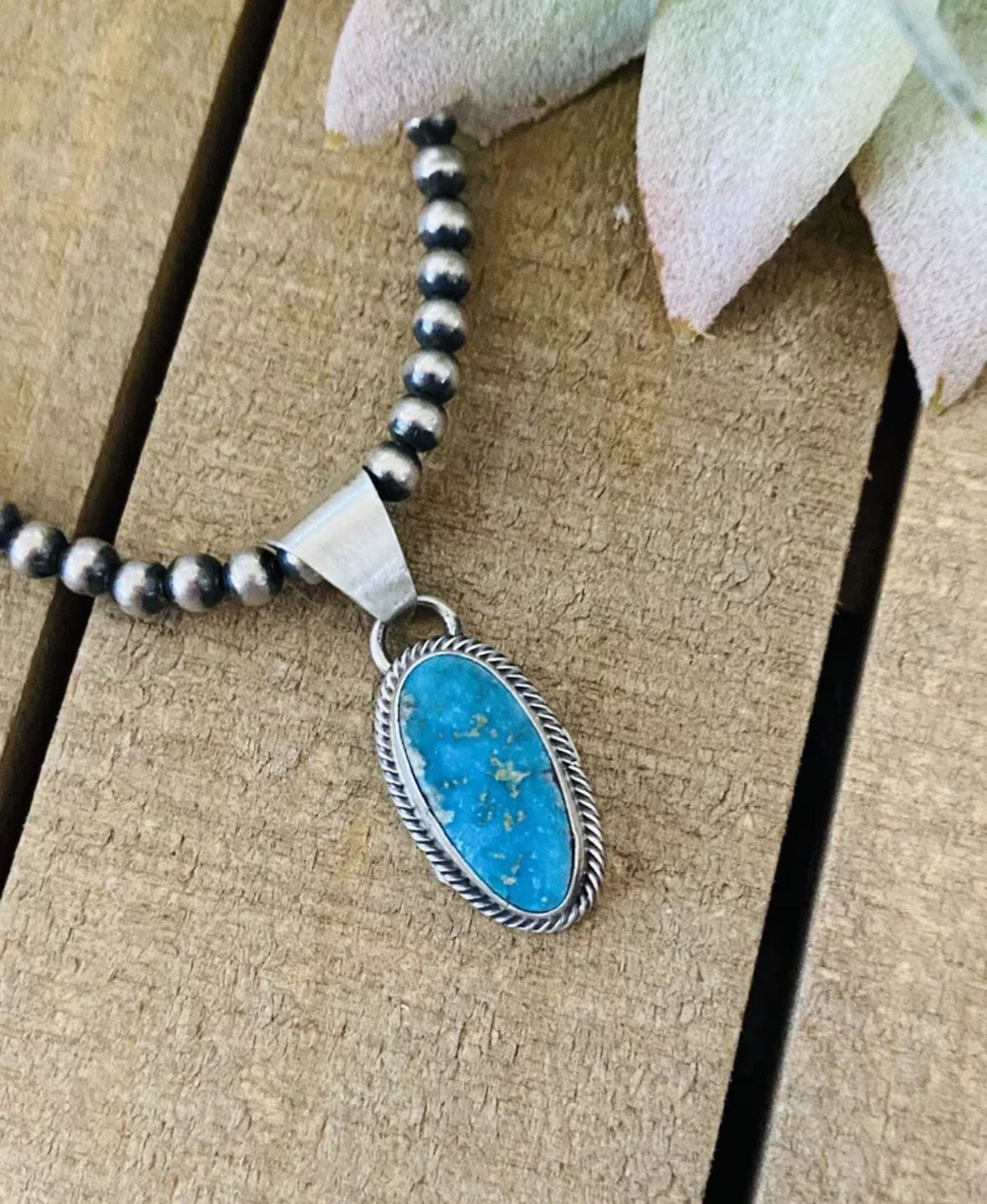 Navajo Kingman Turquoise & Sterling Silver Pendant