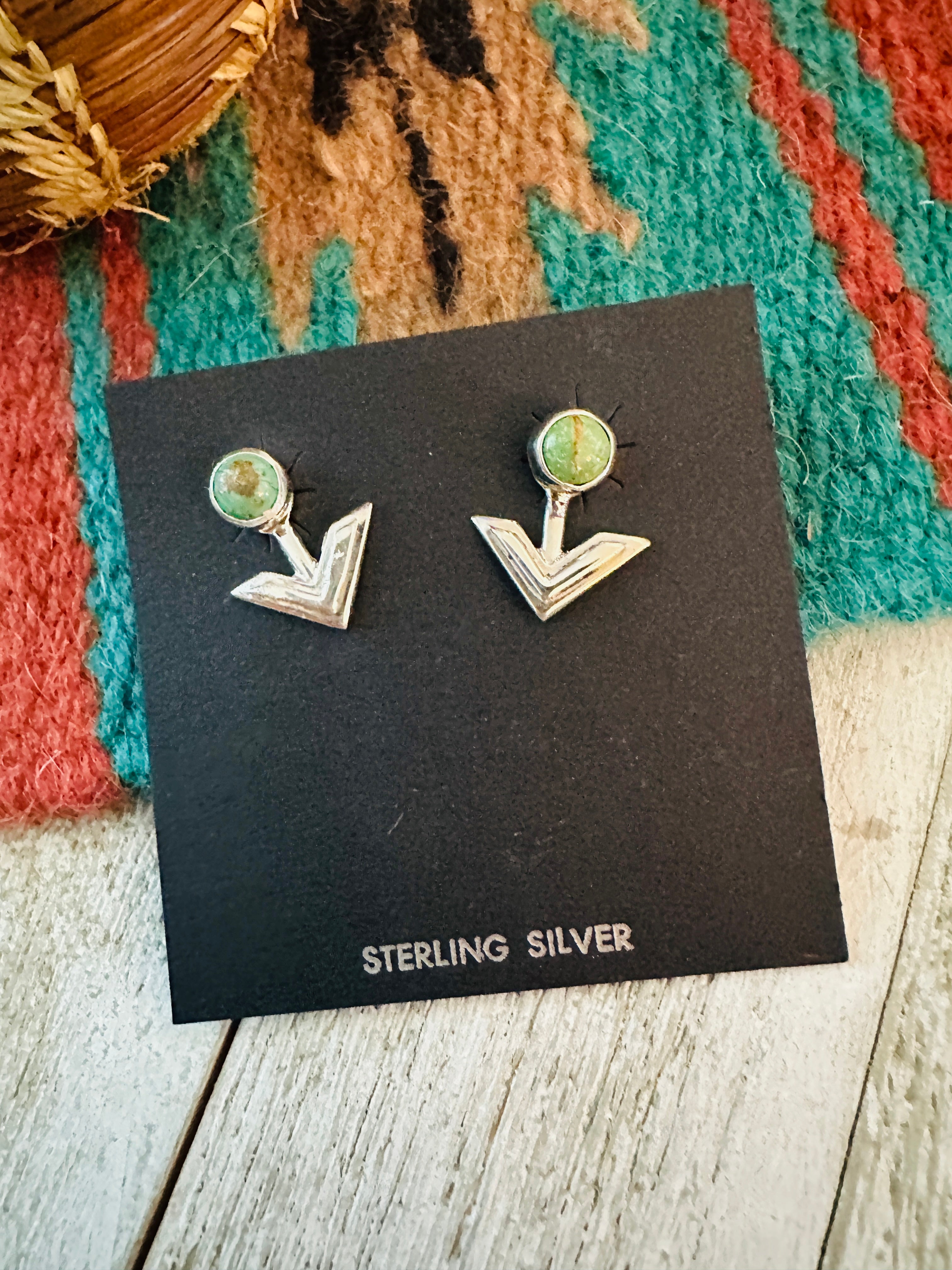 Handcrafted Sterling Silver & Turquoise Arrow Stud Earrings