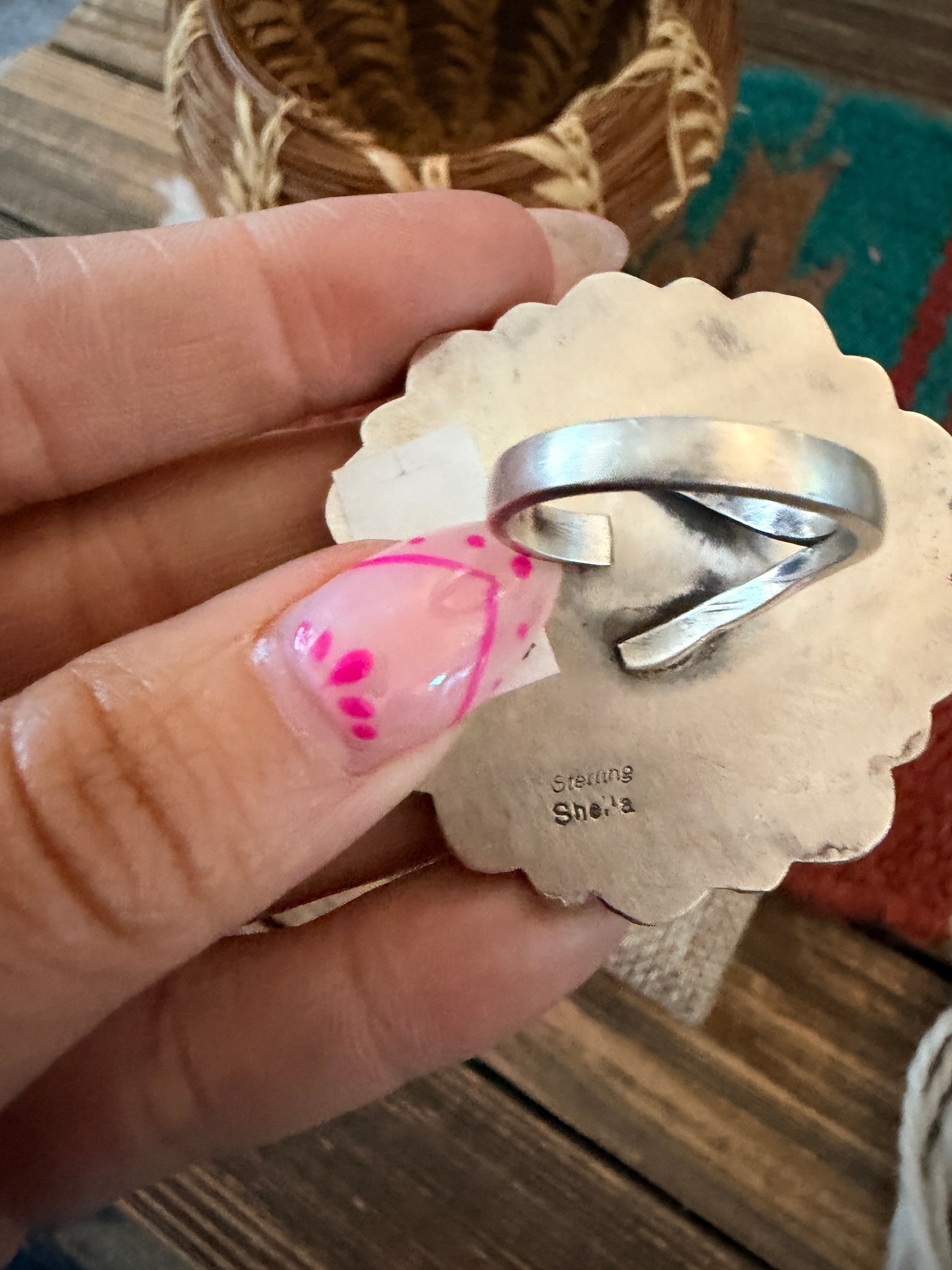 Handcrafted Multi Stone & Sterling Silver Cluster Adjustable Ring by Sheila Becenti