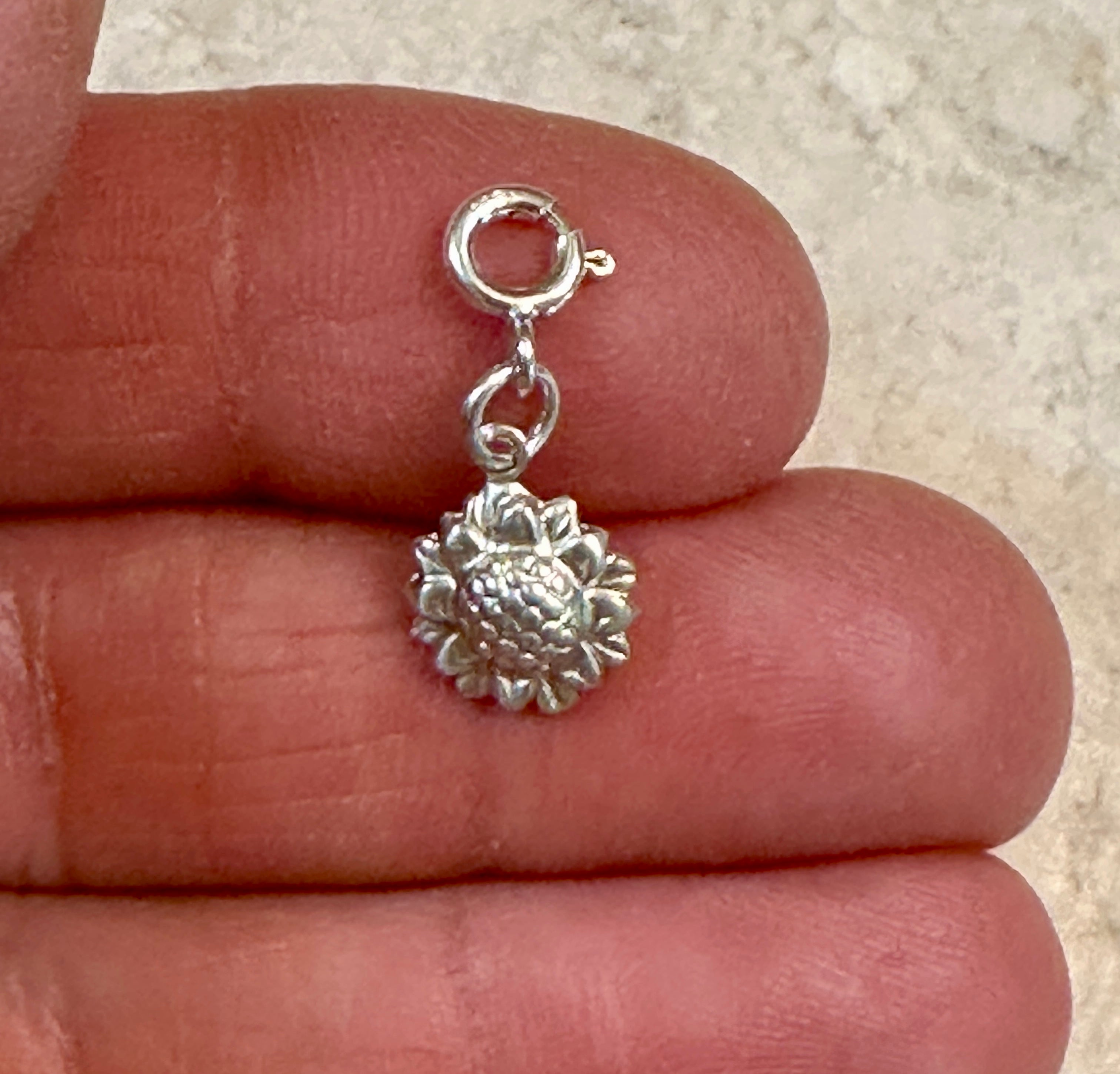 Sterling Silver Sunflower Charm