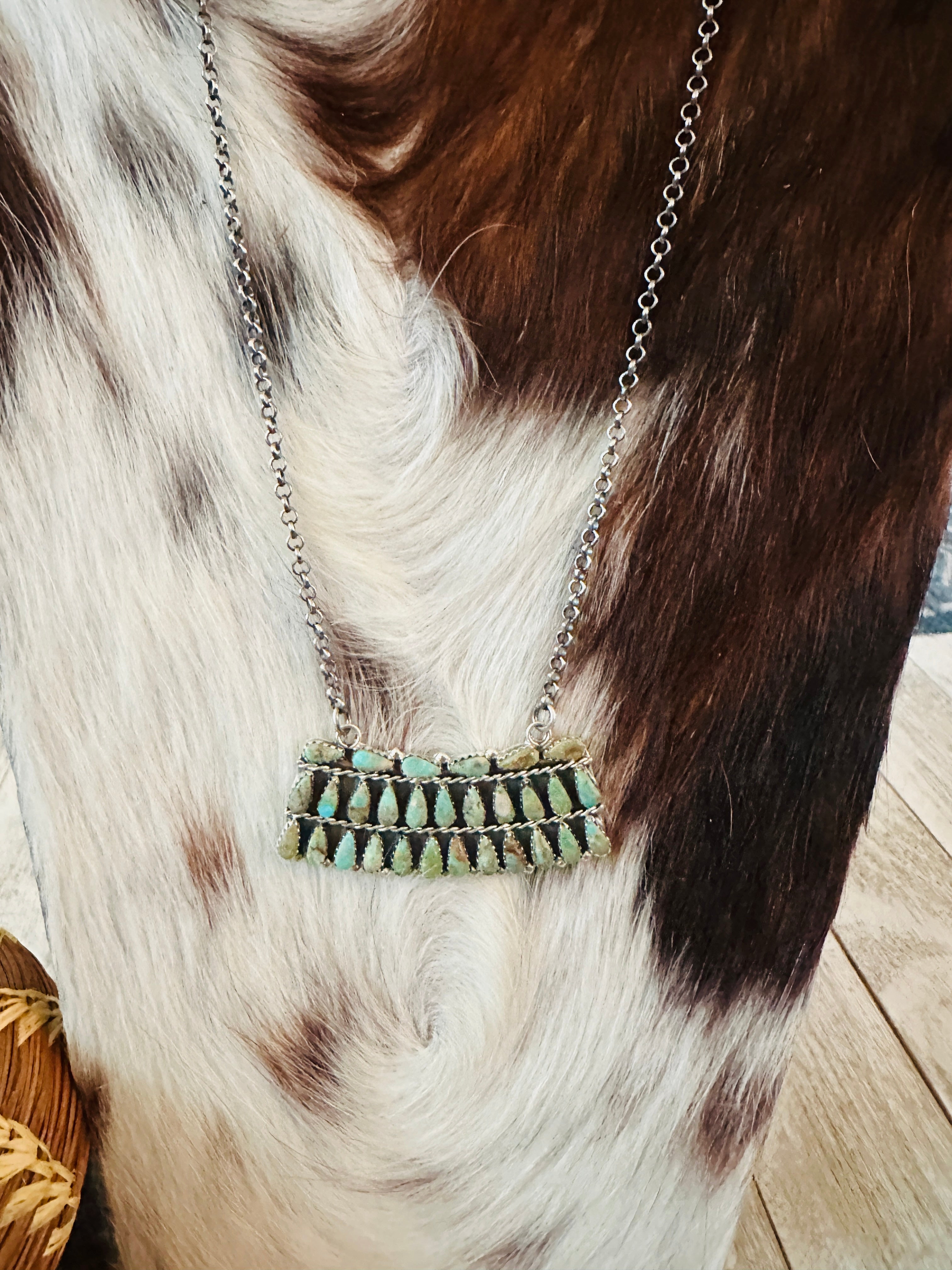 Handcrafted Sterling Silver & Turquoise Cluster Necklace