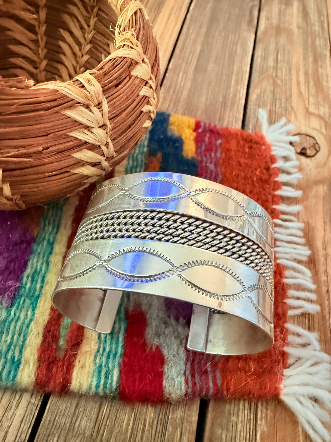 Hand Stamped Sterling Silver Cuff Bracelet