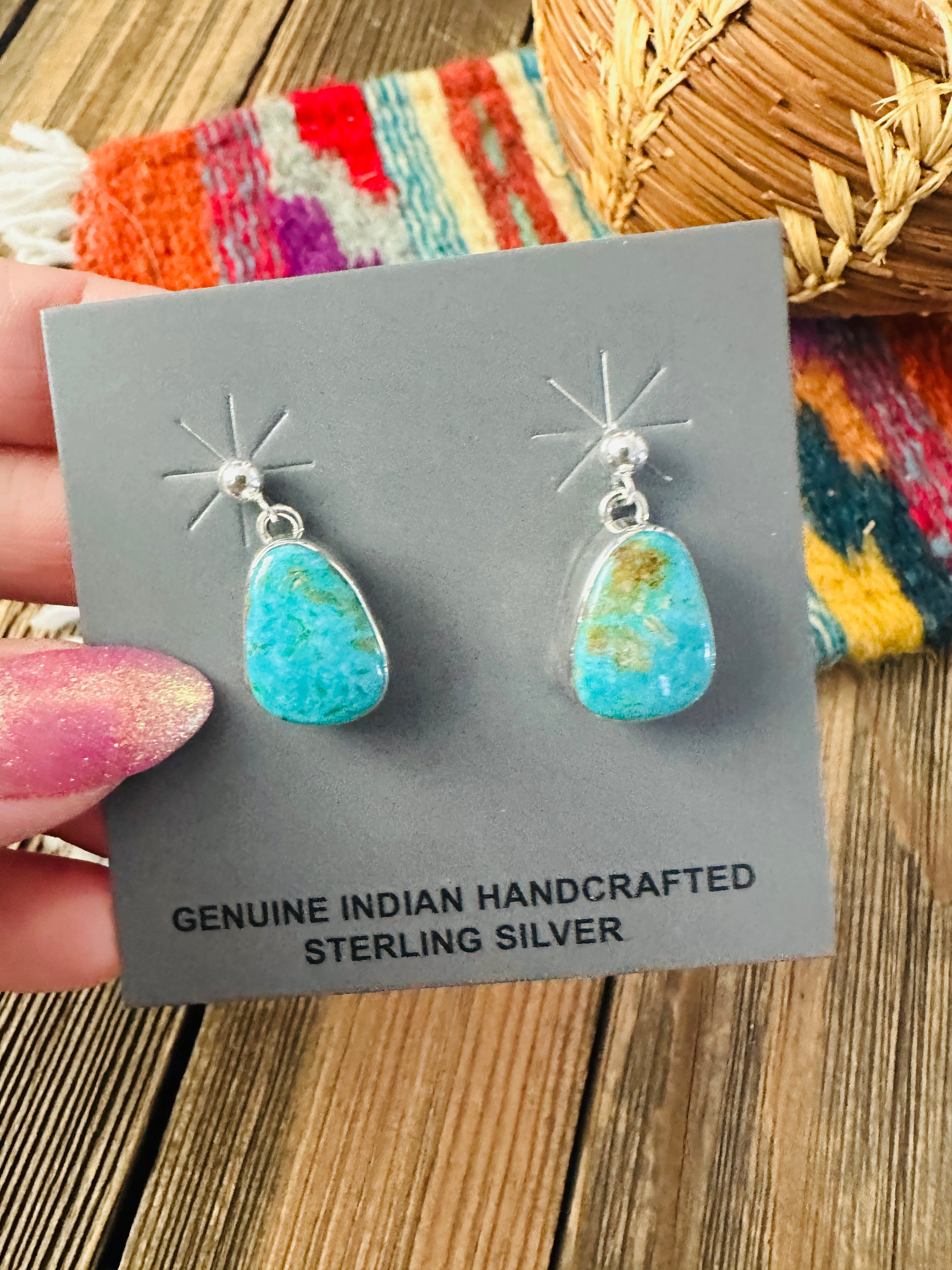 Handcrafted Turquoise & Sterling Silver Dangle Earrings