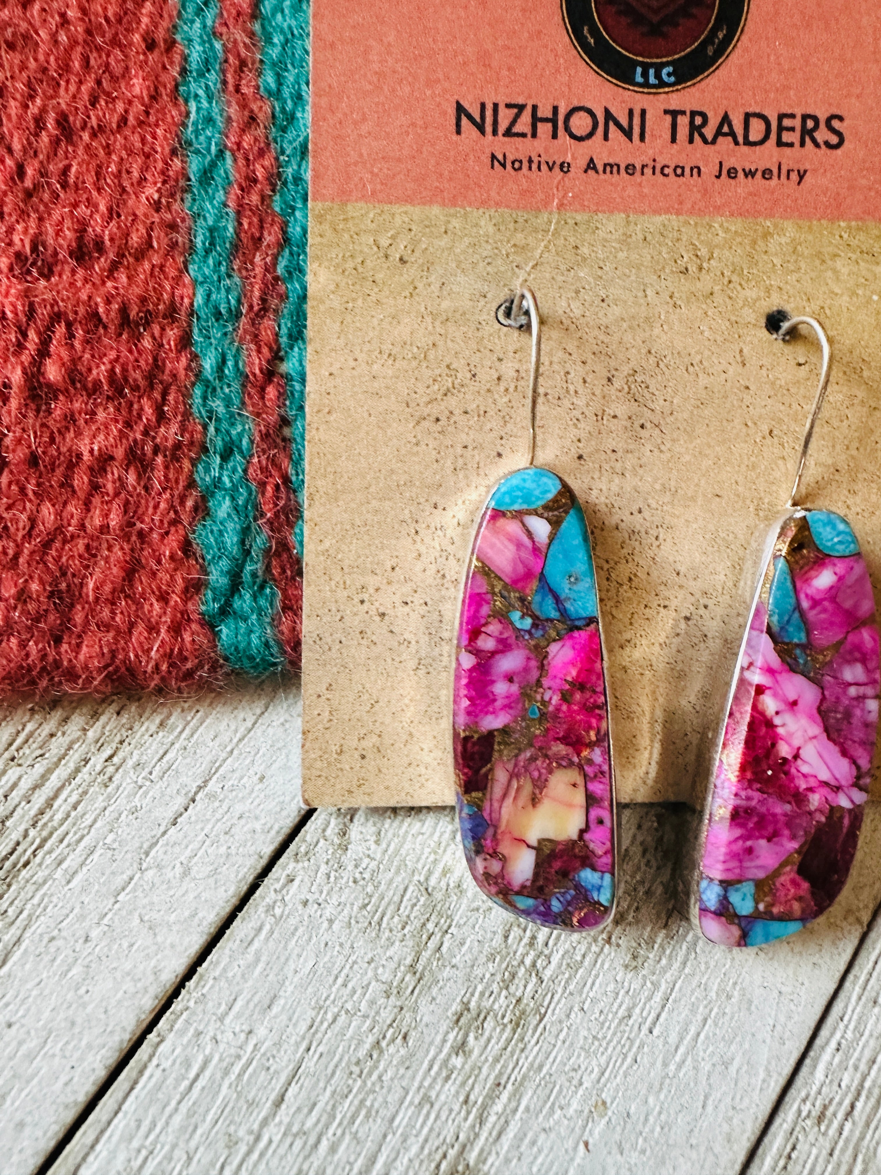 Navajo Pink Dream Mojave & Sterling Silver Dangle Earrings