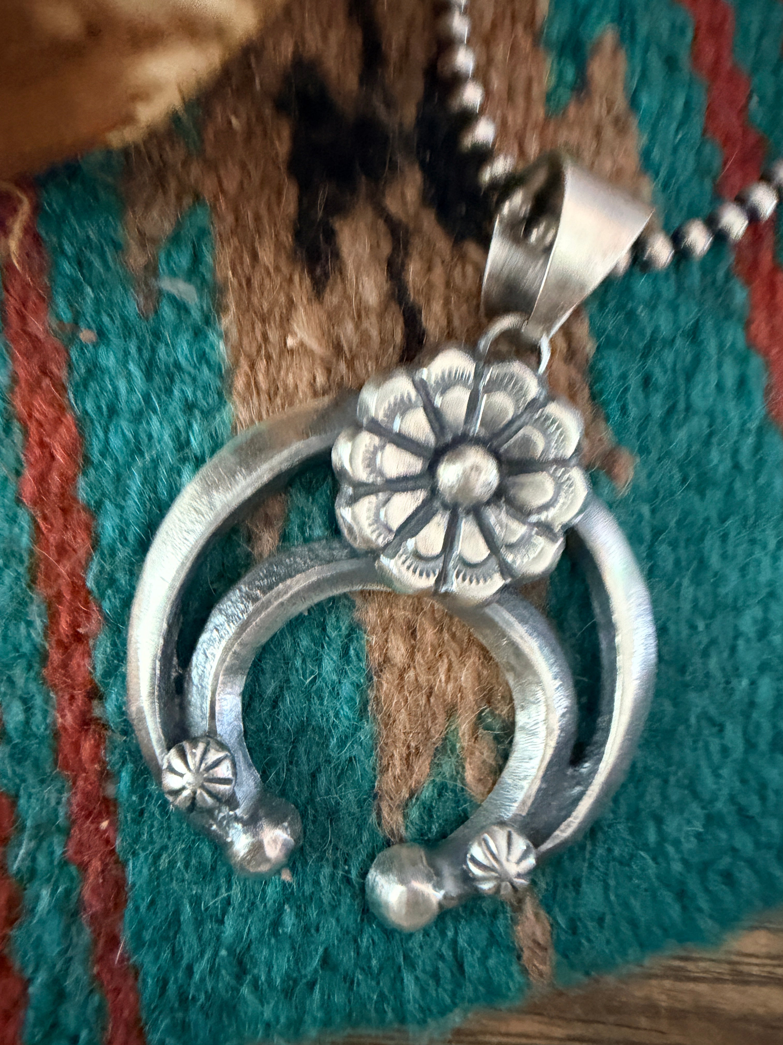 Handcrafted Sterling Silver Flower Naja Pendant by Chimney Butte