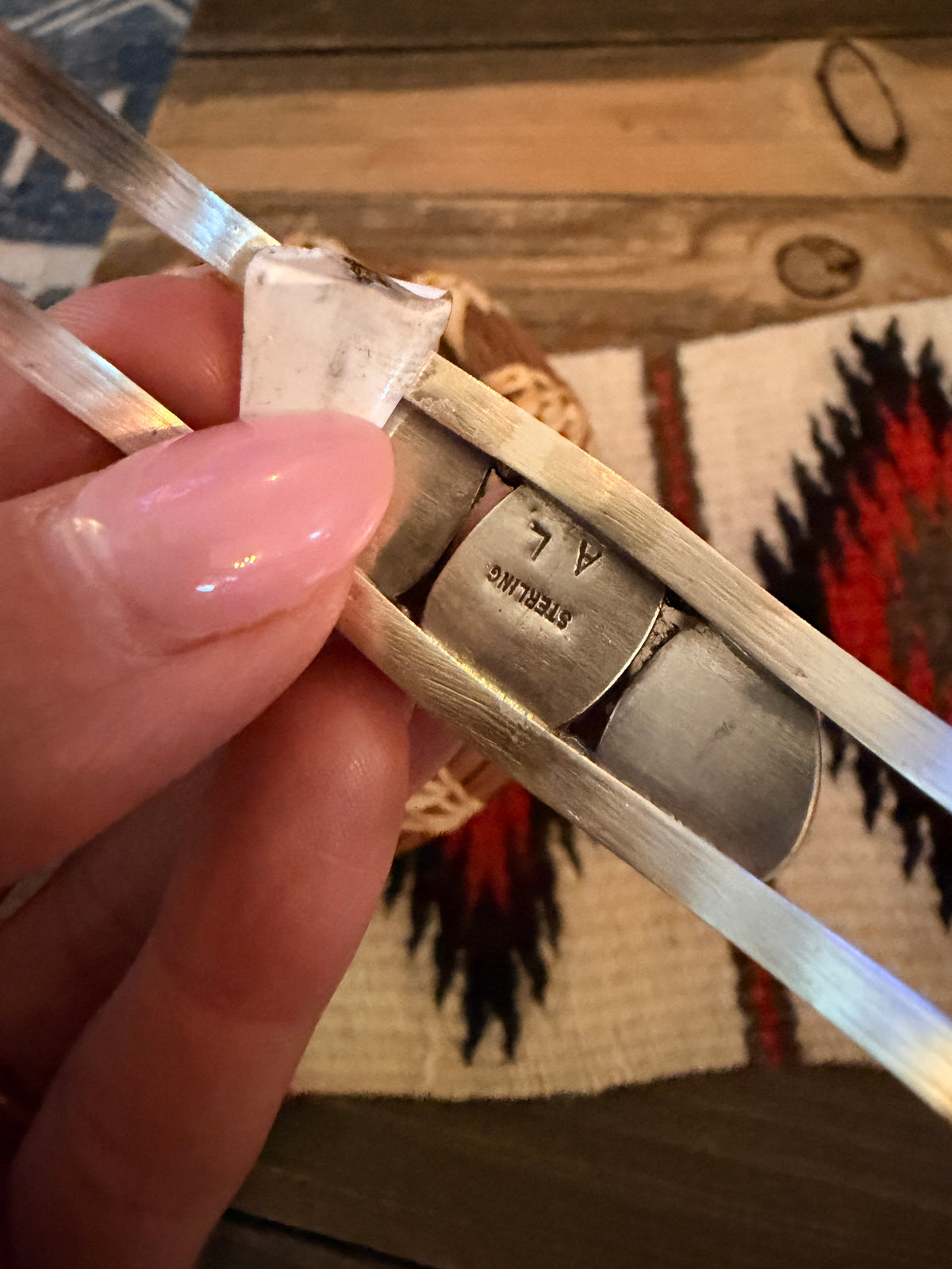 Handcrafted White Buffalo & Sterling Silver Cuff Bracelet by Augustine Largo