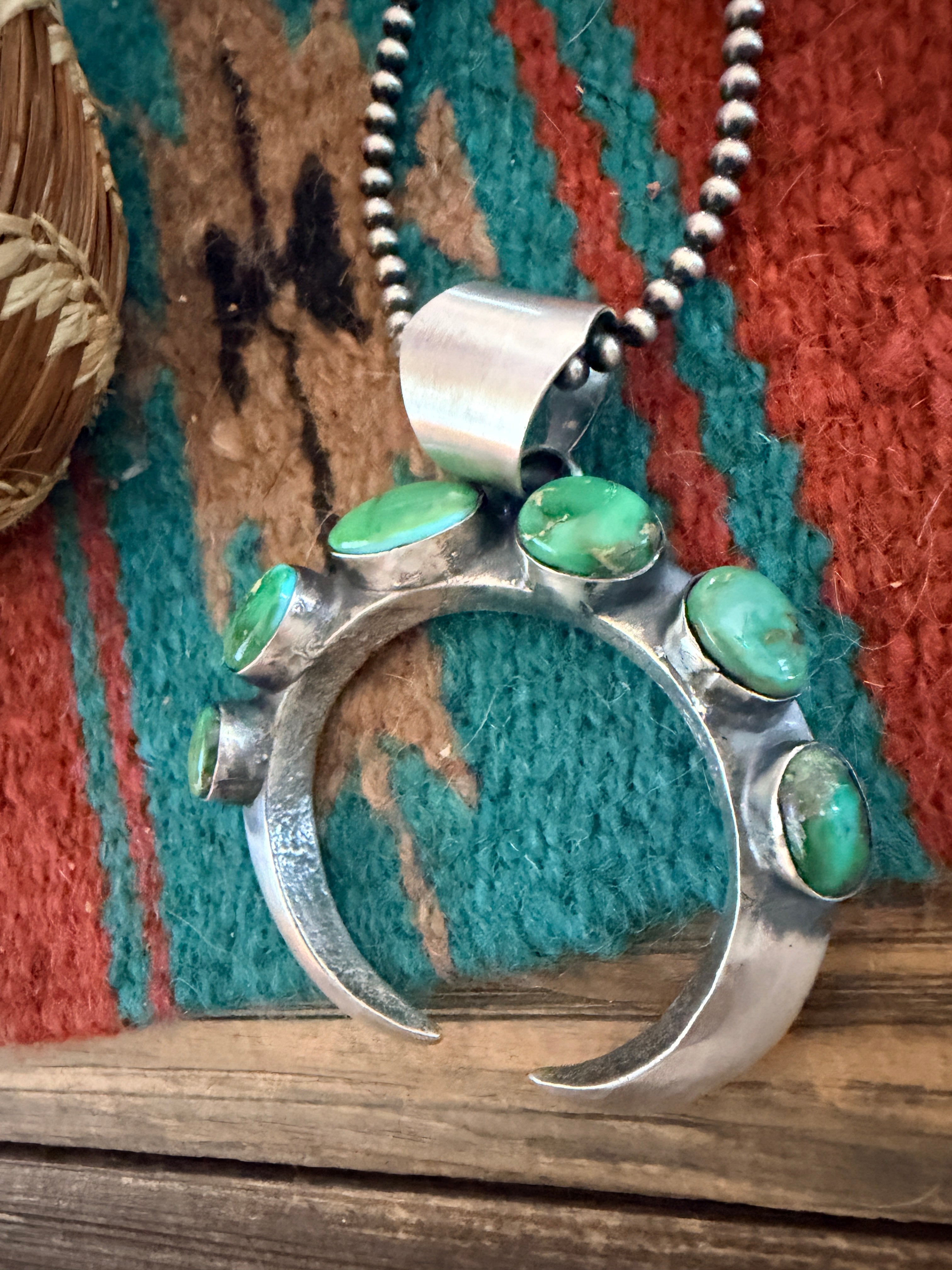Handcrafted Sterling Silver & Sonoran Mountain Turquoise Naja Pendant by Chimney Butte