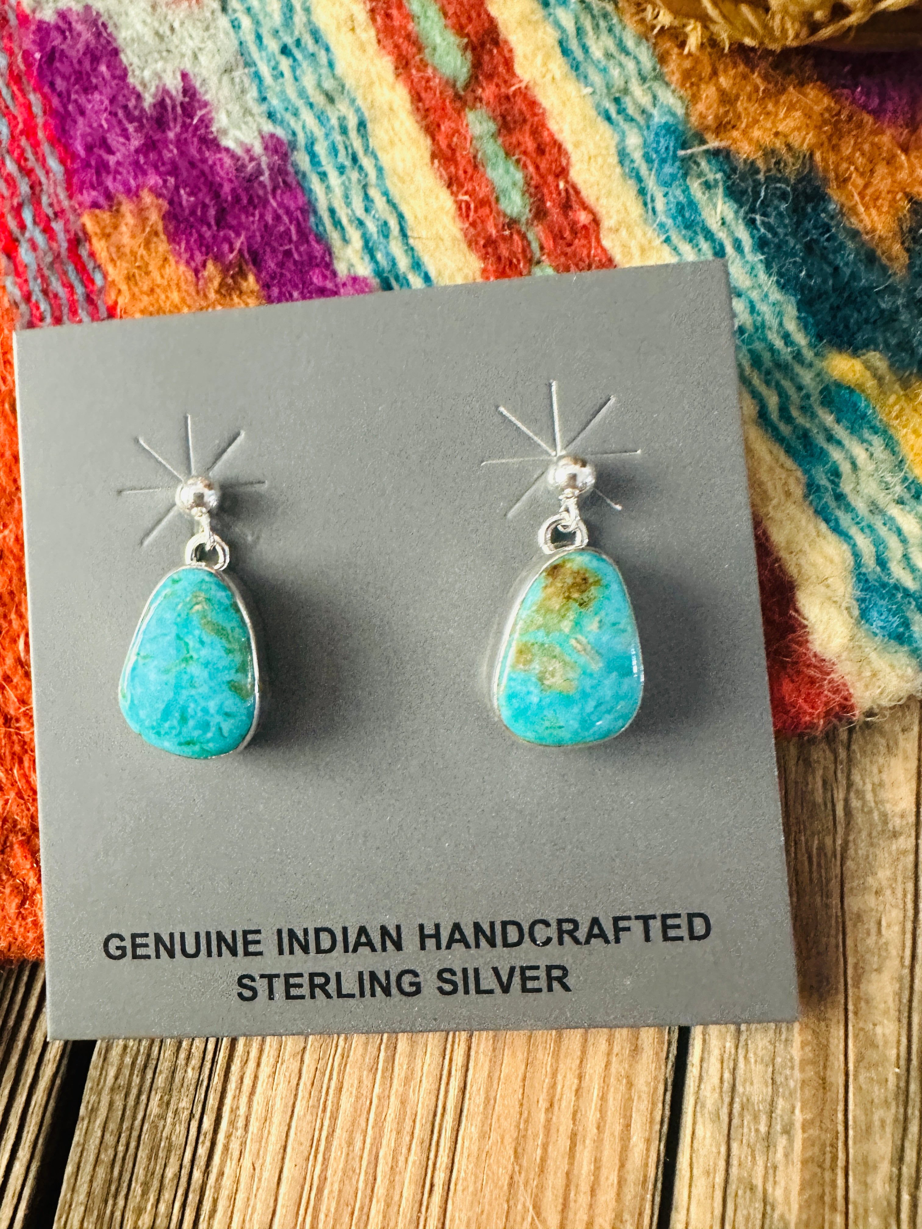 Handcrafted Turquoise & Sterling Silver Dangle Earrings